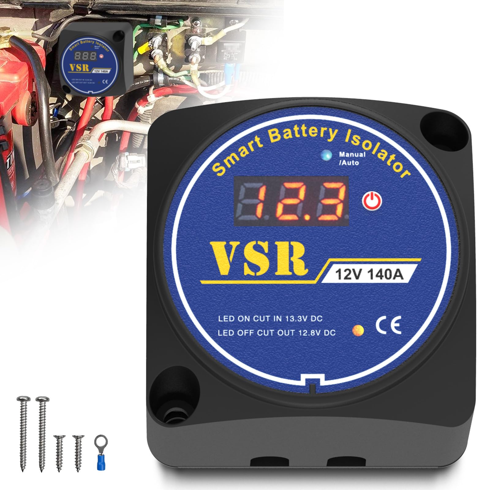 Uckasayfy Dual Battery Isolator 12V 140Amp, Voltage Sensitive Relay Vsr, Smart Battery Isolator Compatible With Utv Marine Car R