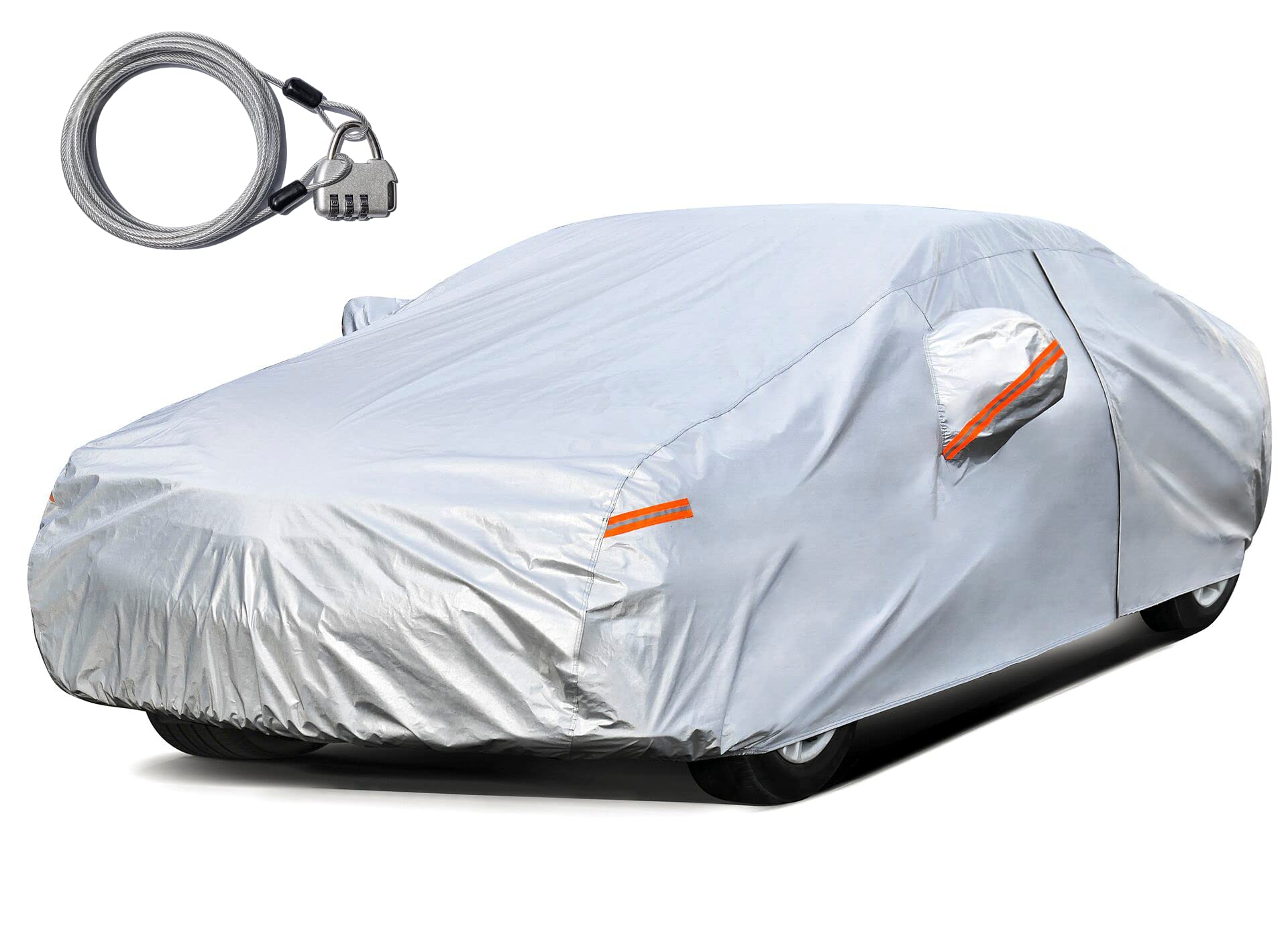 Kayme Car Cover For Automobiles All Weather Waterproof With Lock And Zipper Door, Outdoor Cover Sun Uv Rain Protection, Fit Seda