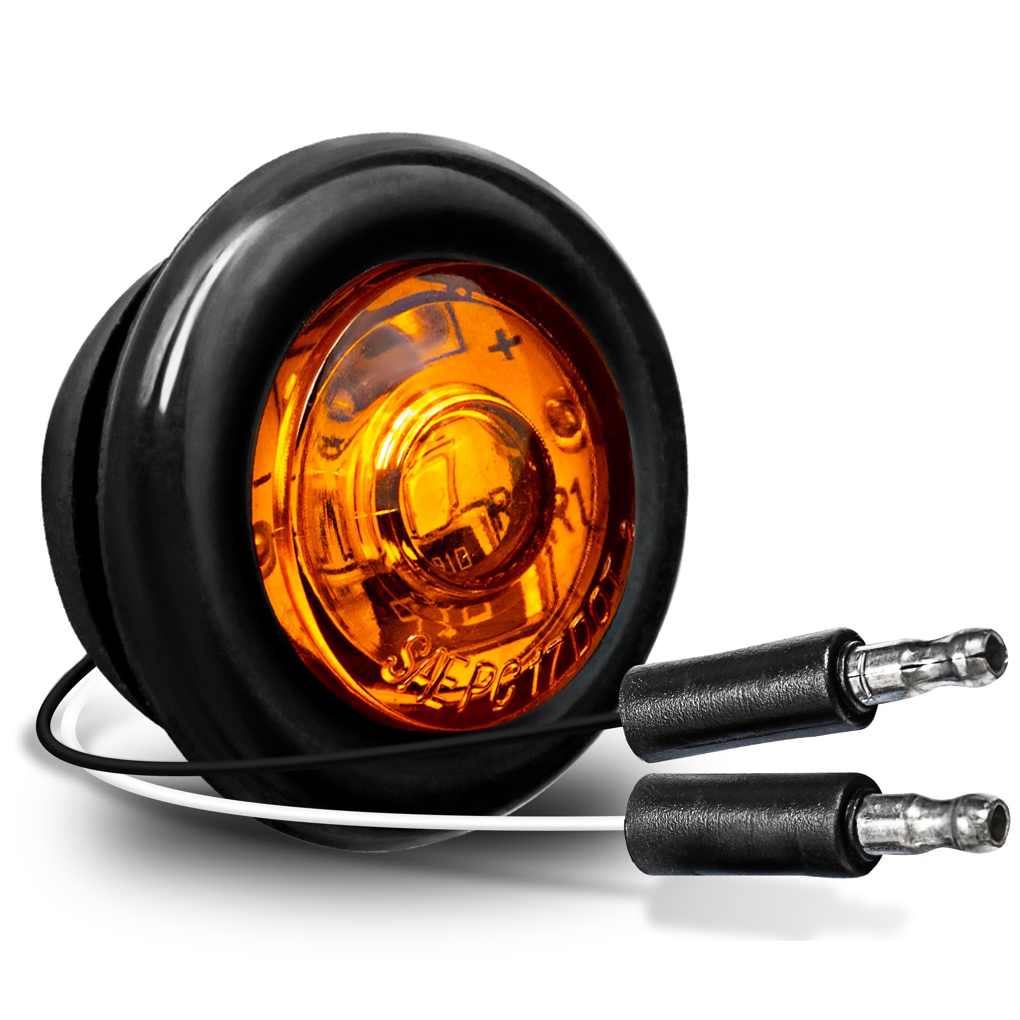 True Mods 3/4'' Inch Round Amber Trailer 12V Led Marker Light [Dot Fmvss 108] [Sae P2Pc] [Semi-Spherical Output] [Ip67 Waterproo