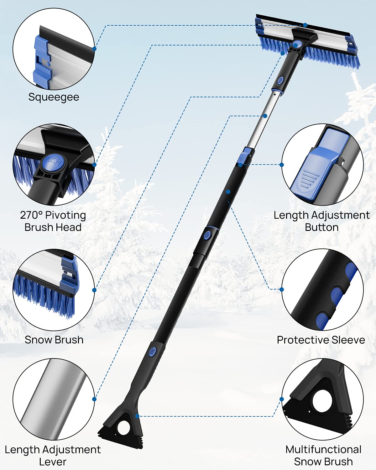 Joytutus 47.7 Extendable Snow Brush And Ice Scraper