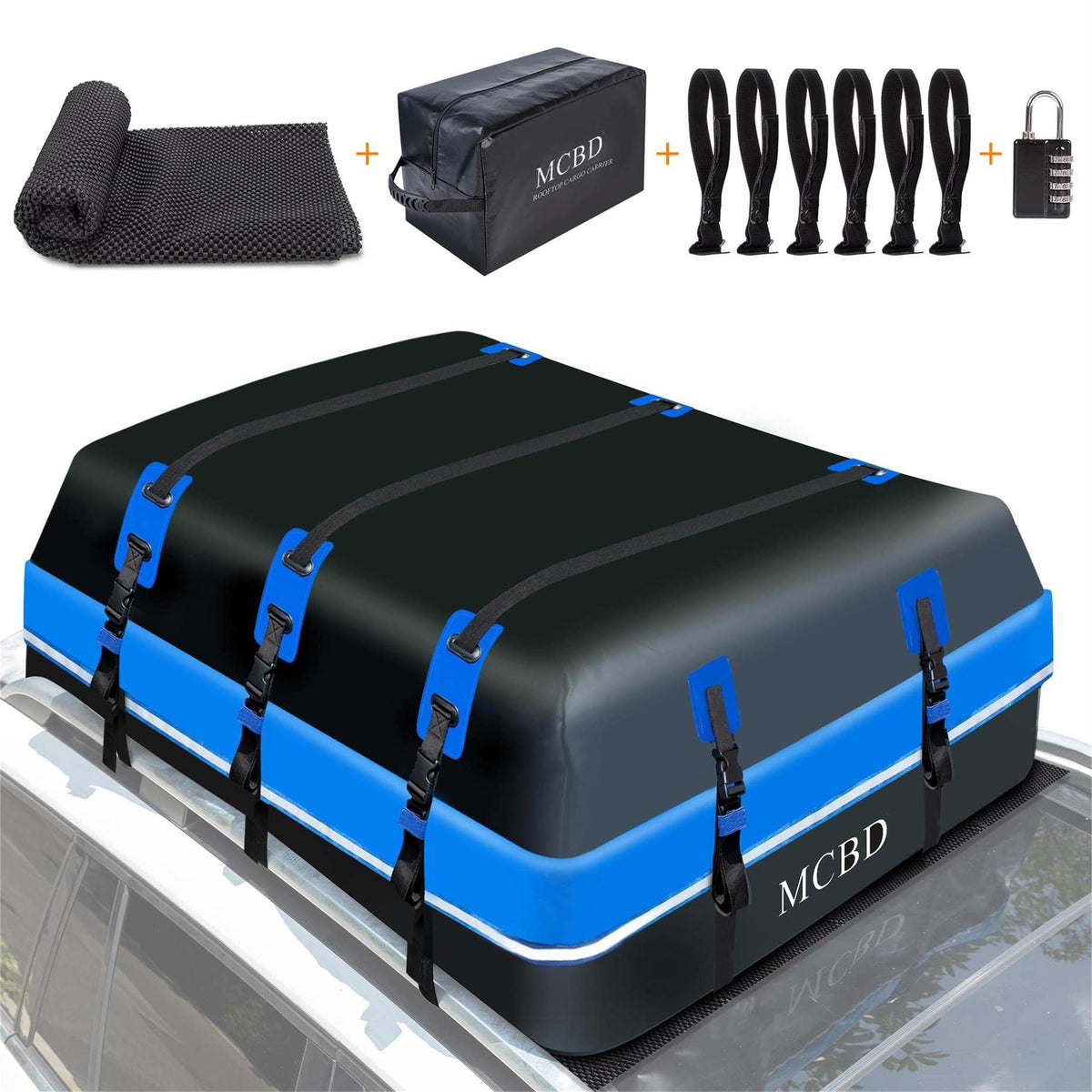 Rooftop Cargo Carrier, 21 Cubic Feet Soft-Shell Waterproof Car Roof Luggage Bag For All Vehicles Suv With/Without Rails, Include