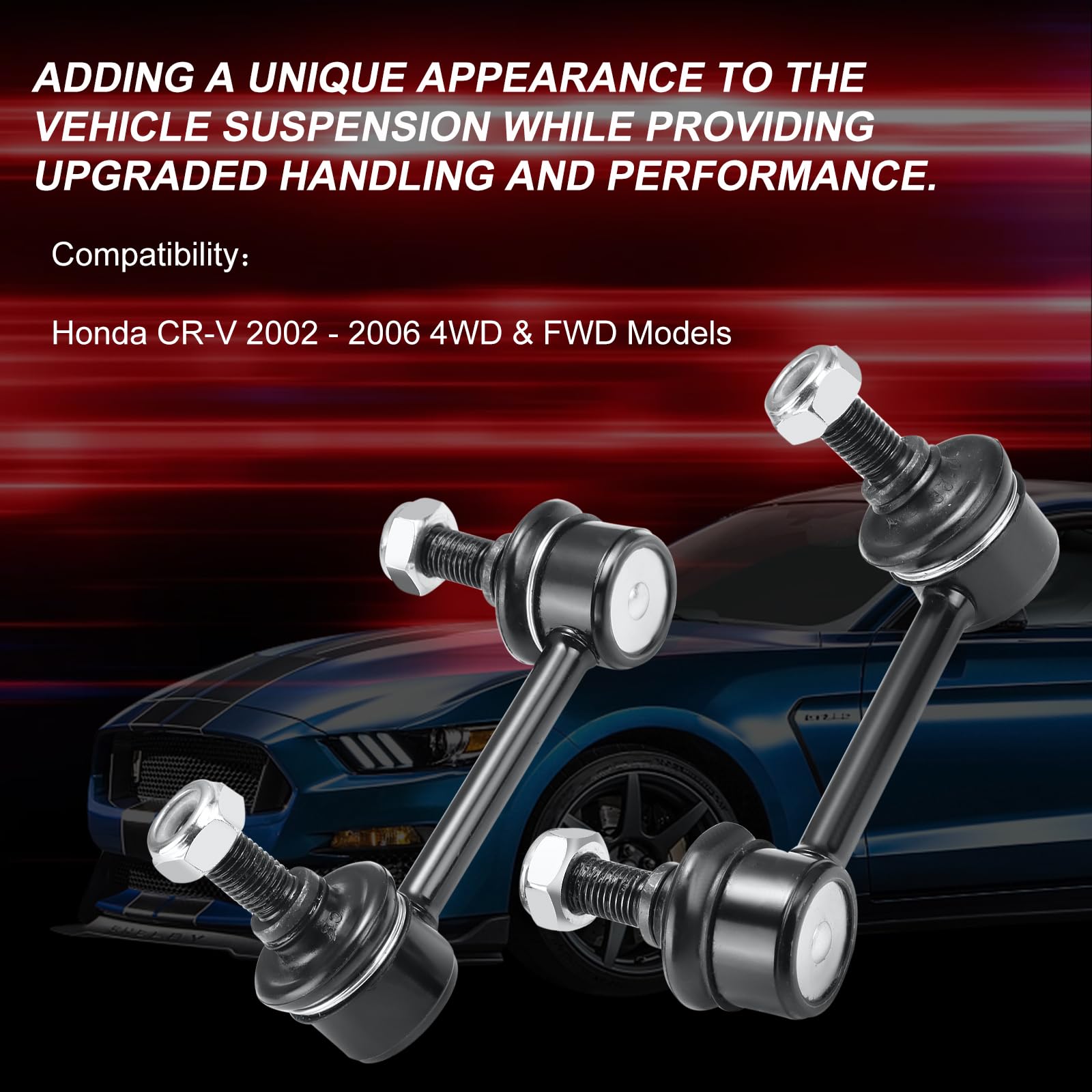 K80369 K80370 Sway Bar Links - Rear Stabilizer Bar End Links Compatible With 2002-2006 Honda Cr-V 4Wd & Fwd Replace# 52321S9A003