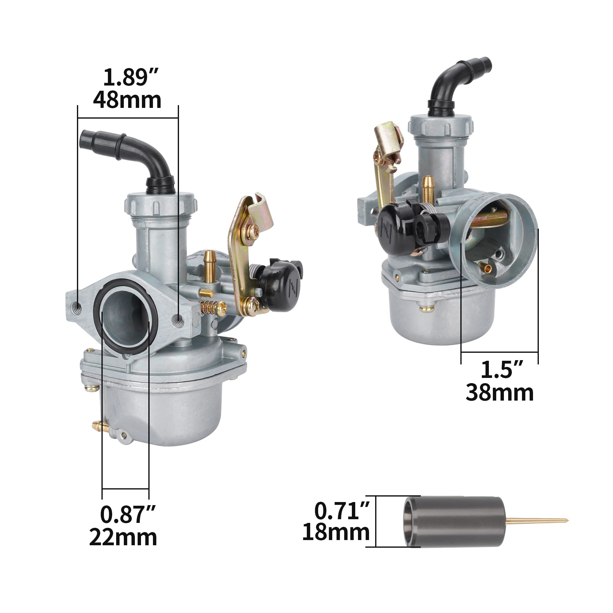 Rutu Pz22 Carburetor 22Mm Carb With Fuel Filter Cable Choke For Ssr 110Cc 125Cc Sunl Roketa Taotao Monkey Coolster Thumpstar Crf Pit Bike Atv Quad Parts