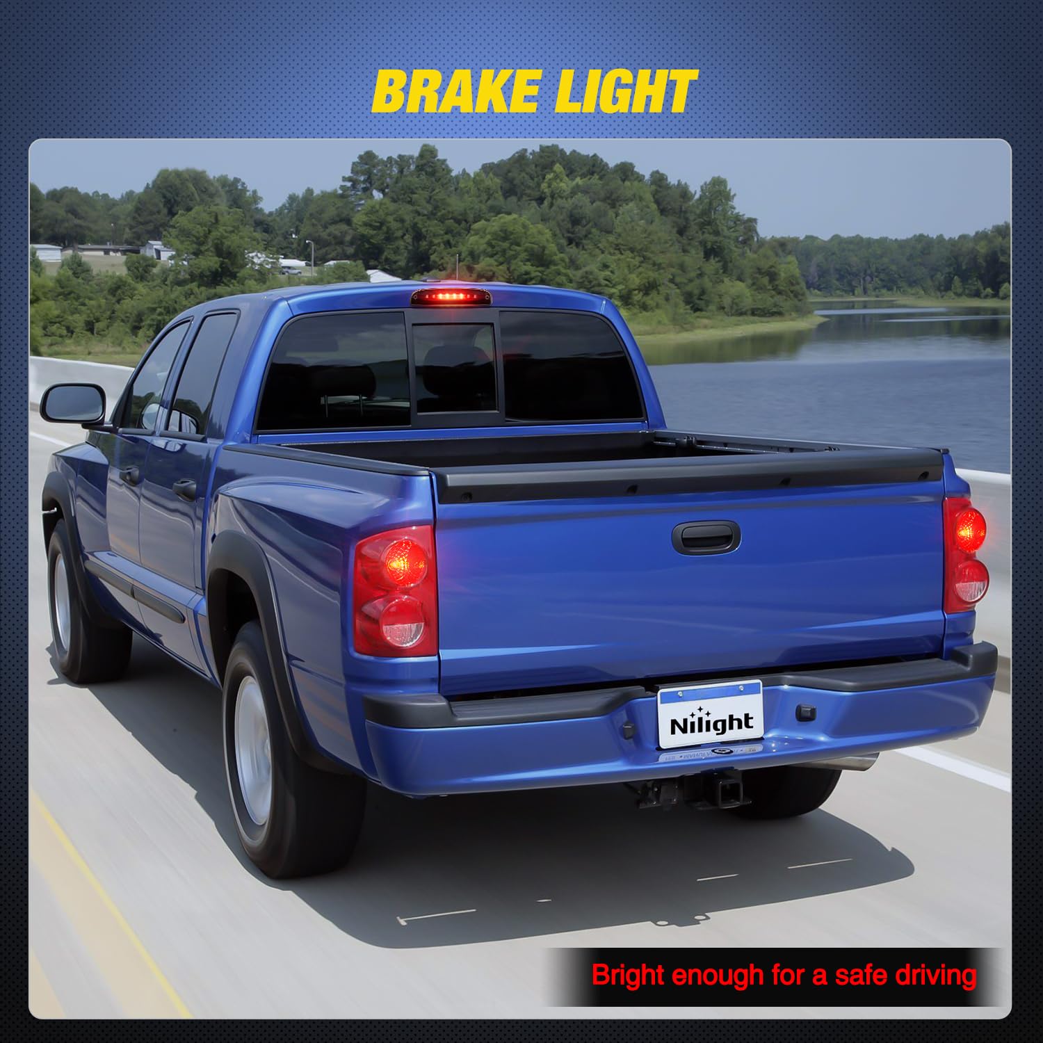 Nilight Third Brake Light Tail High Mount 3Rd Stop Cargo Reverse Lights Smoked Lens Compatible With Dodge Dakota 1997 1998 1999