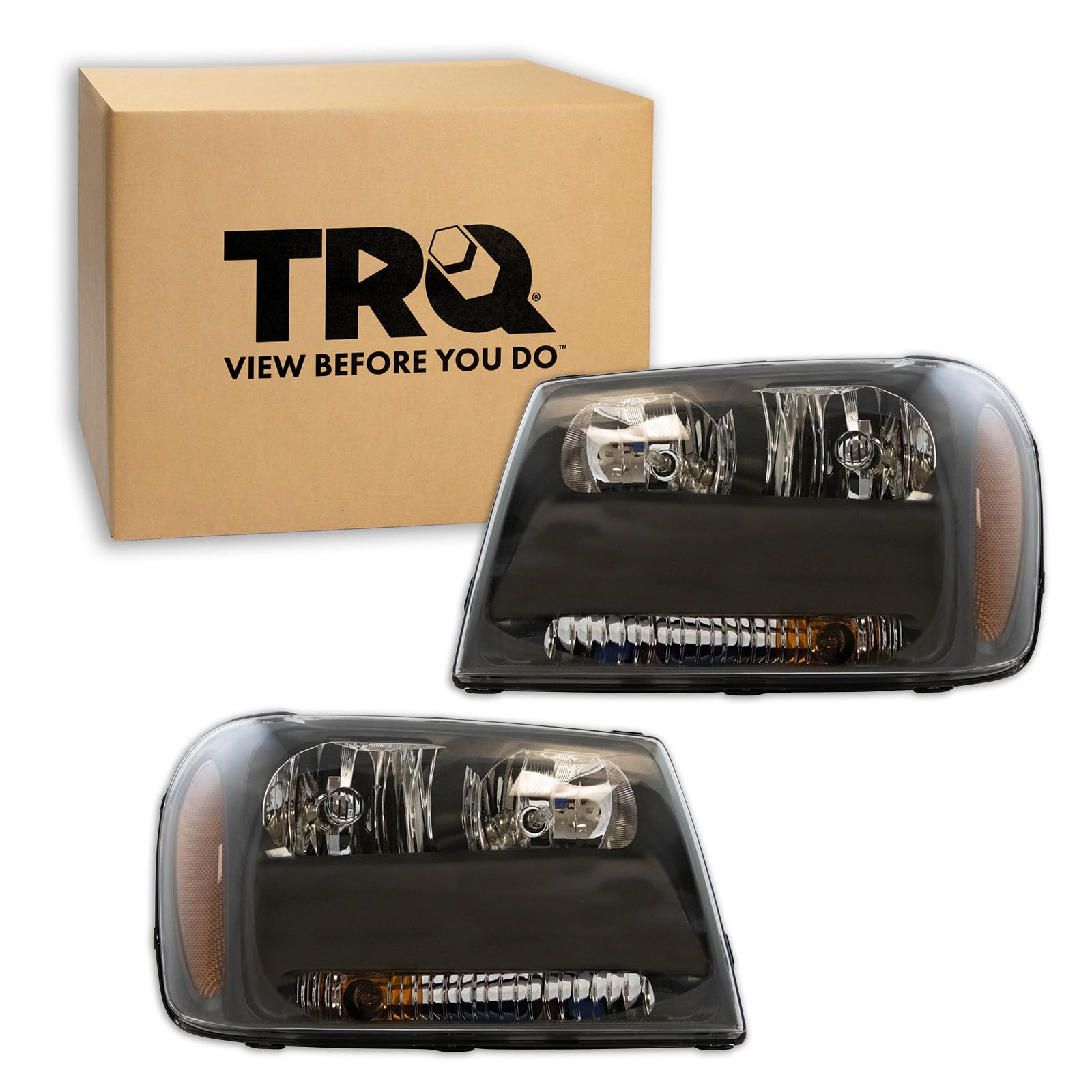 Trq Driver & Passenger Side Headlight Assembly Set Headlights Driver & Passenger Side Compatible With 2006-2009 Chevrolet Trailb