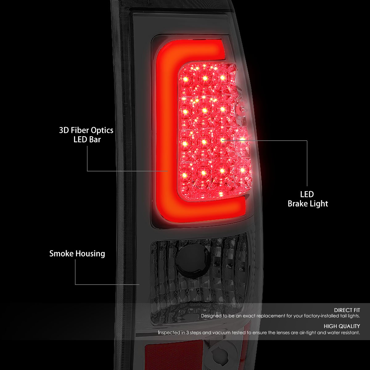 DNA MOTORING TL-CSIL03-LED-RD3D-CH-SM LED 3D Tail Light Assembly Driver & Passenger Side [Compatible with 03-06 Silverado / 07 S