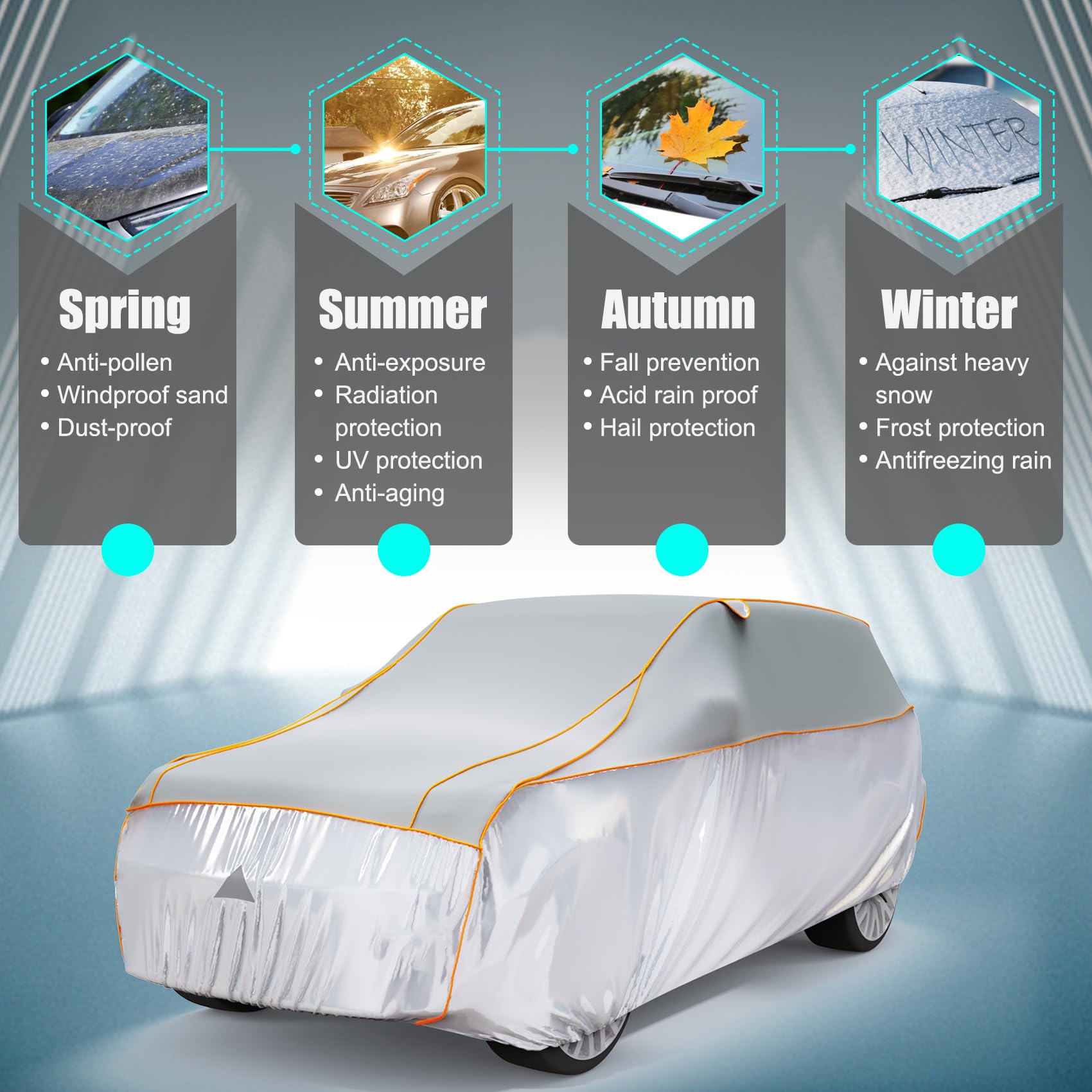 Pulaim Anti Hail Car Cover, Hail Protector Car Cover 6 Layer Thickened, Fits Class A Sedans 169 to 181 in, Heavy Duty Anti-Hail
