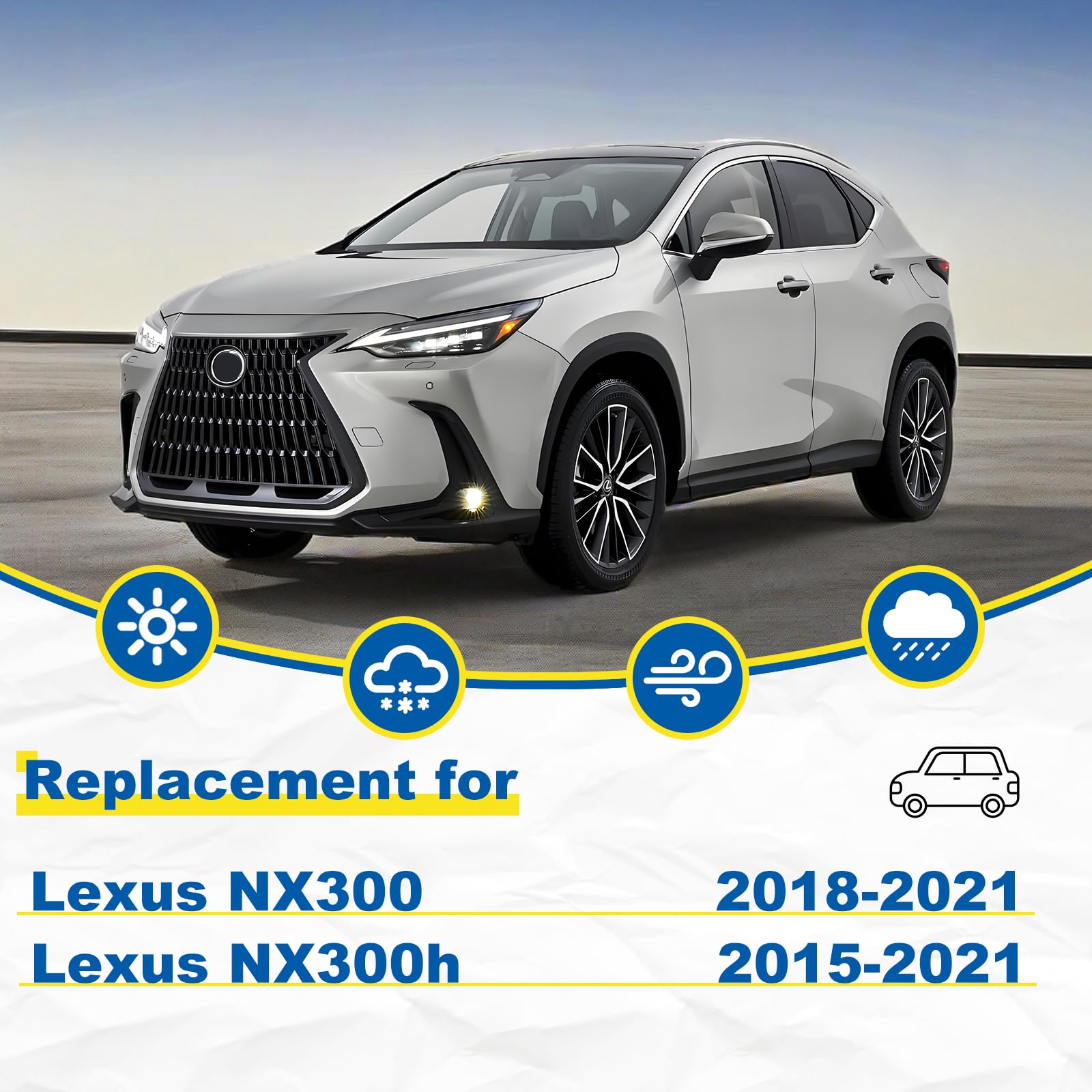 Hrsno 26''+16'' Windshield Wipers With 12'' Rear Wiper Blade Sets Automotive Replacement For Lexus Nx200T 2015-2017,Easy For Ins