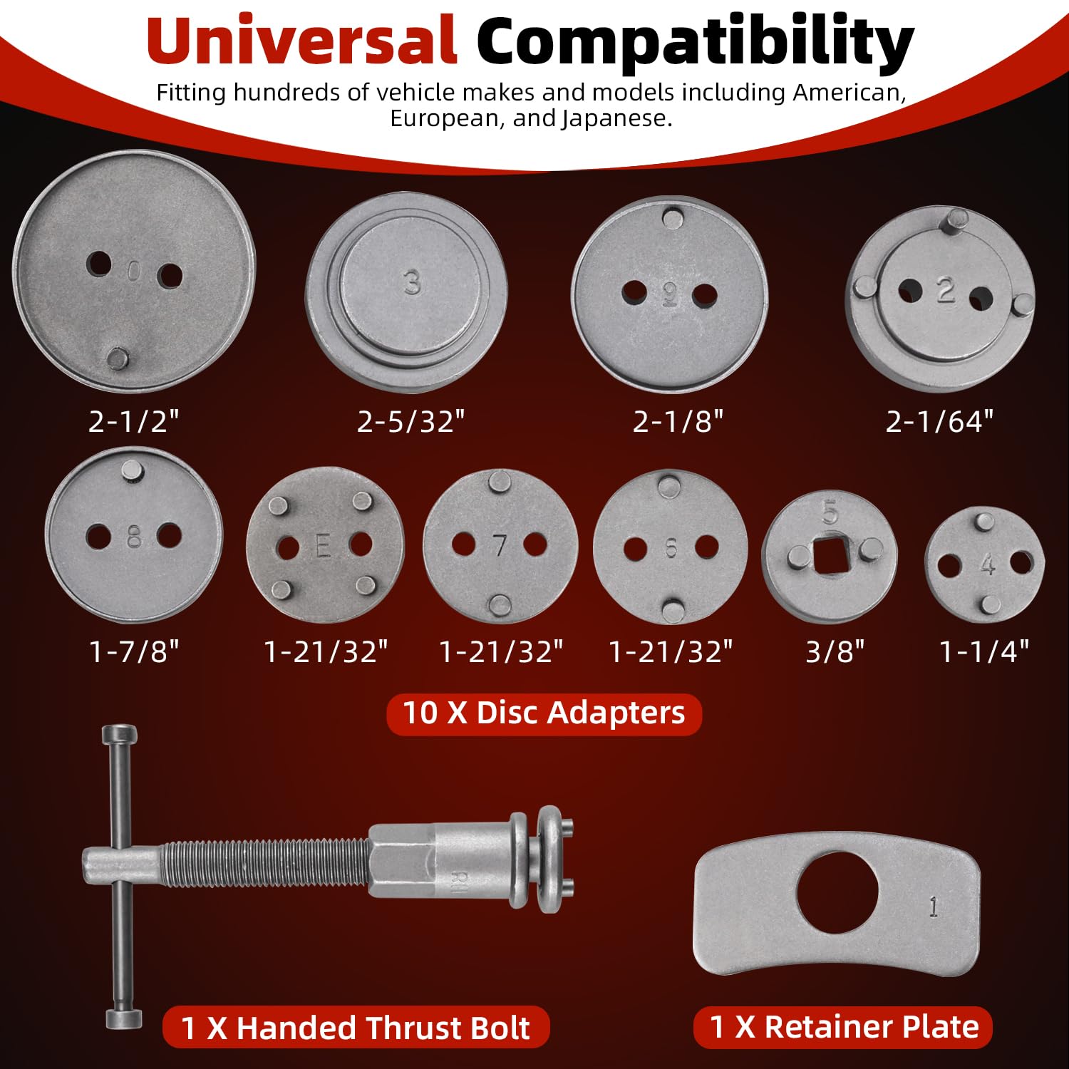 8MILELAKE 12pcs Disc Brake Caliper Compression Wind Back Tool Kit, Heavy Duty Brake Piston Caliper Compression Tool Set for Brak