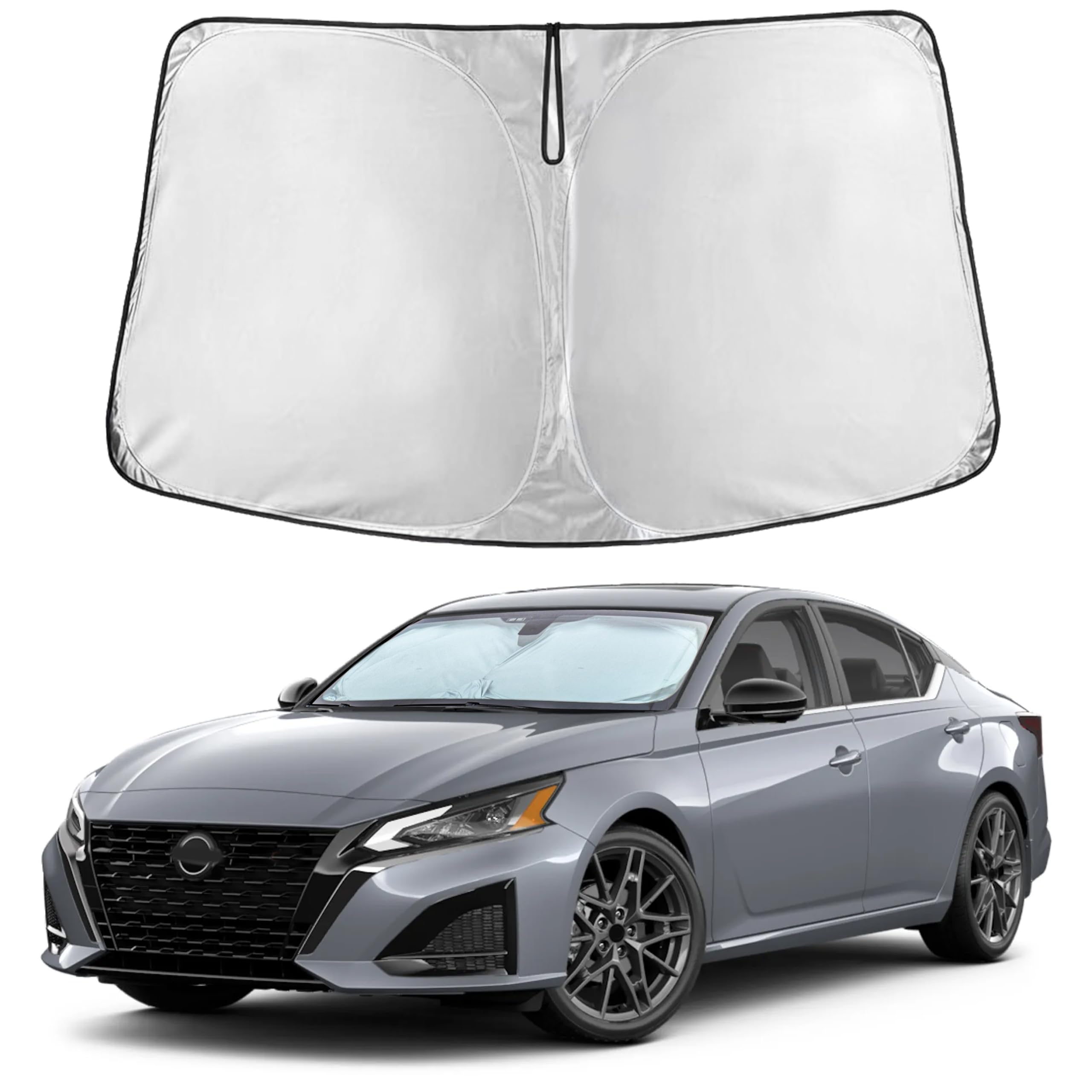 Econour Windshield Sunshade Compatible For Nissan Altima 2019-2024 2025-240T Polyester Material Cars Sun Visor Reflector Blocks