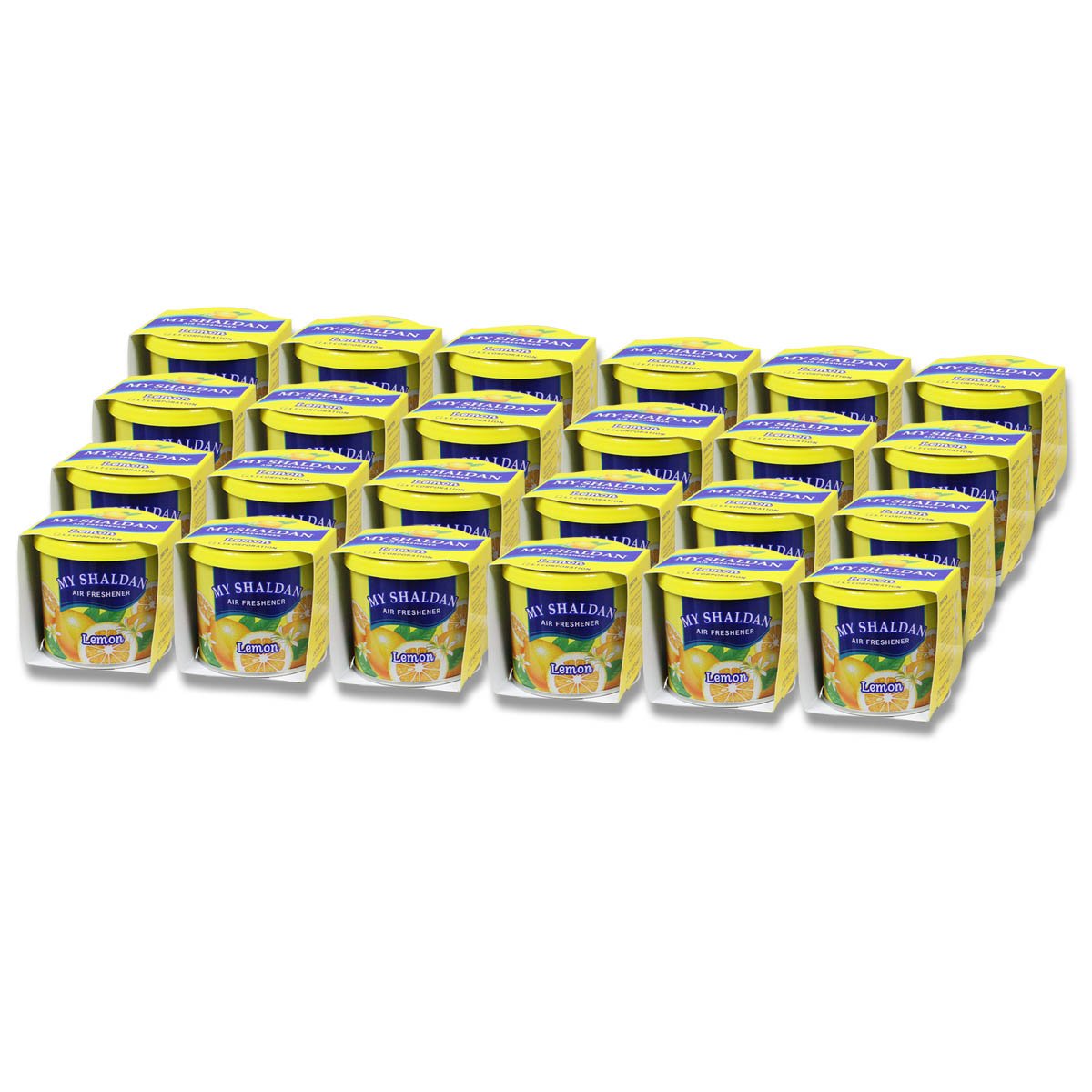 Auto Dynasty Pack of 24 My Shaldan Japanese Car Cup-Holder Natural Air Freshener Cans (Lemon Scented)