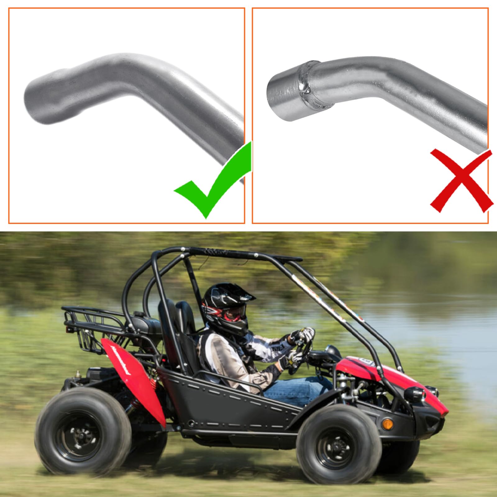 JOIQEXJ Exhaust Header Pipe for Predator 196cc 212cc GX160 GX200 Go Kart