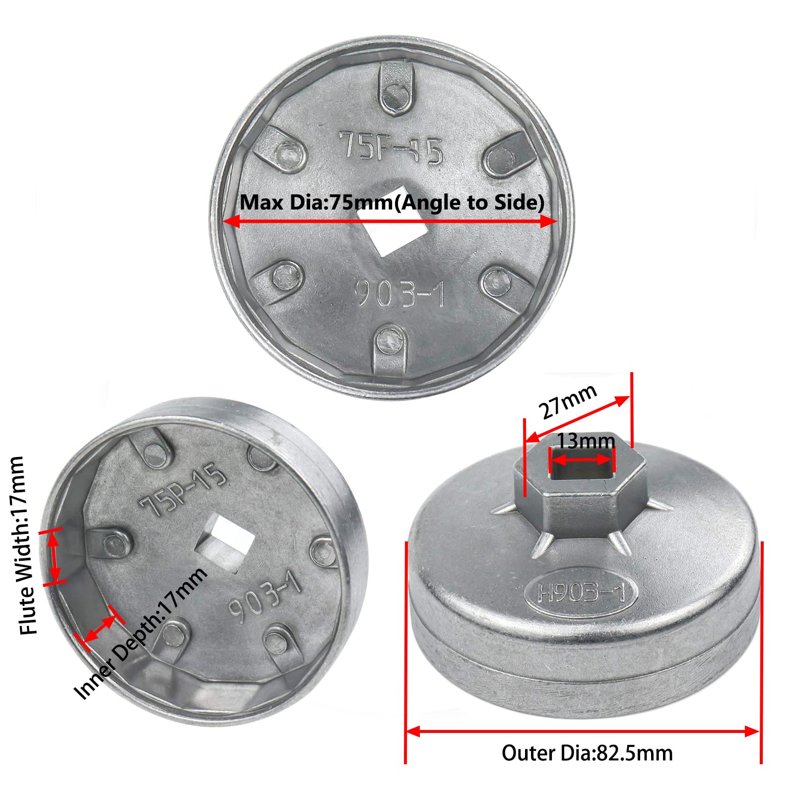 Rannb Oil Filter Wrench 903-1 Cartridge Style 75Mm Max Inner Dia 15 Flute