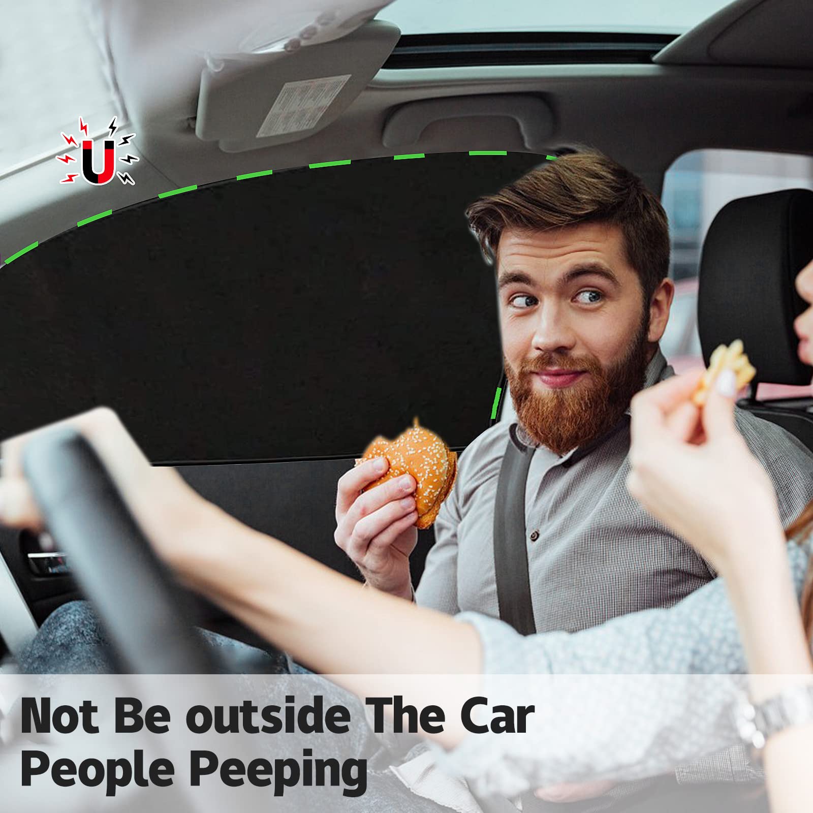 ZATOOTO Car Window Shades - 2 Pcs Black Silk Side Front Protection Covers - Magnetic Privacy Sun Shades Curtain Keeps Cooler for Baby Kids Sleeping