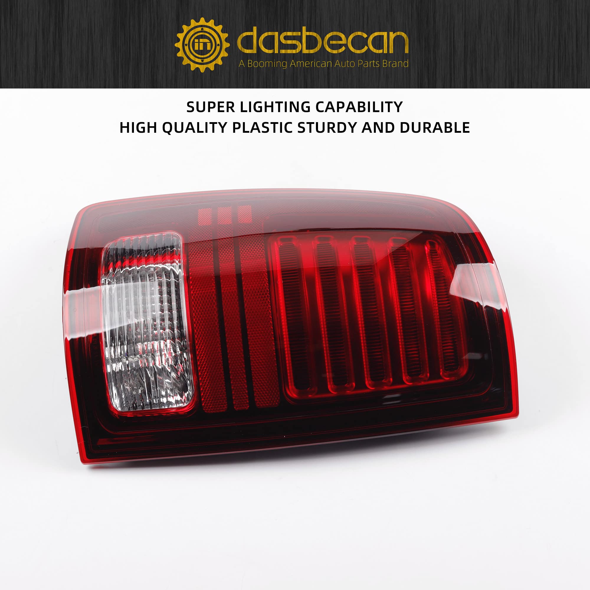 Dasbecan Tail Lights Assembly Driver Side Red Lens Black Interior Compatible With Dodge Ram 1500 2013-2018 Ram 1500 Classic Warl