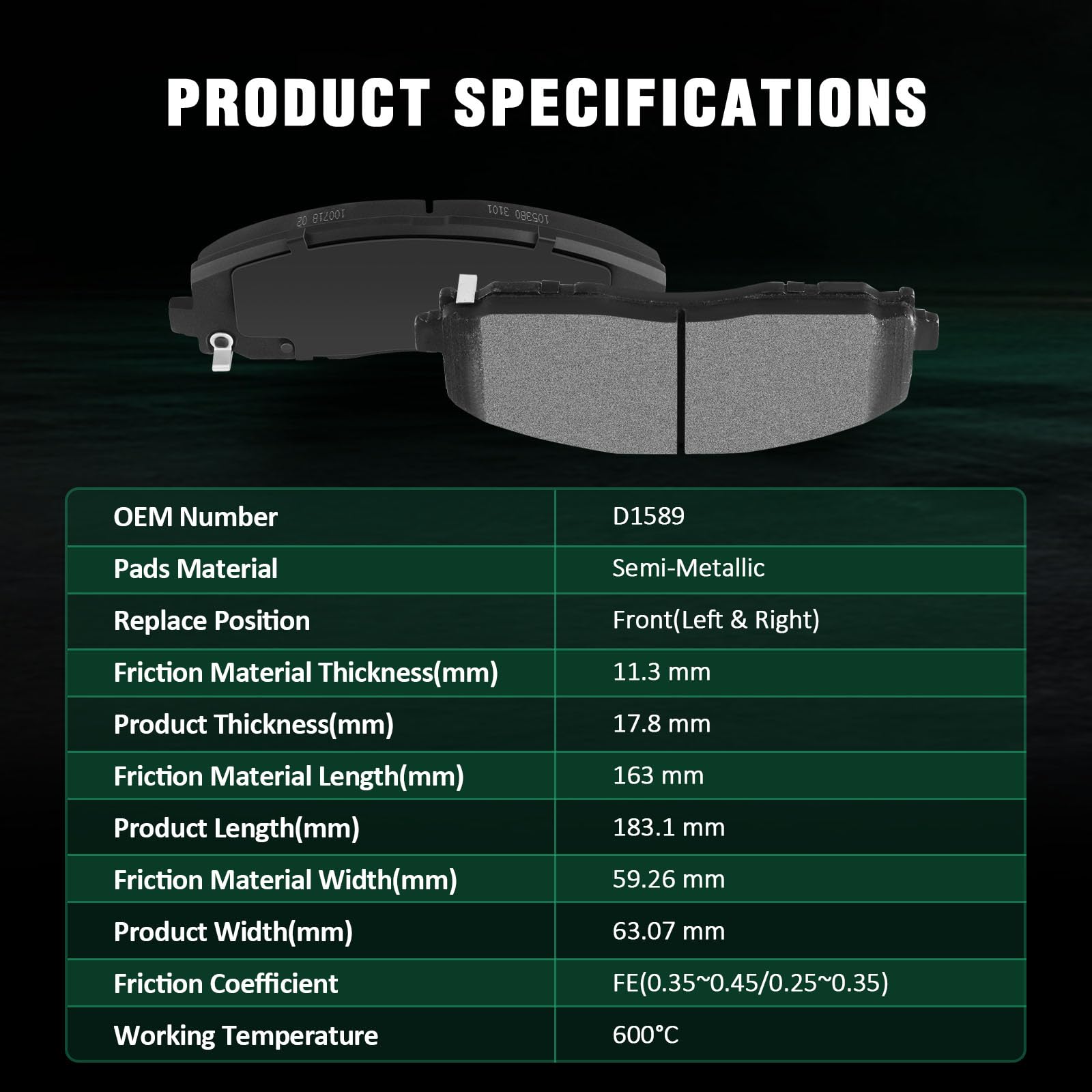 Automuto 8Pcs Front & Rear Ceramic/Semi-Metallic Disc Brake Pads Set D1589 D1901 For Chrysler Pacifica 2017-2023,For Chrysler Vo