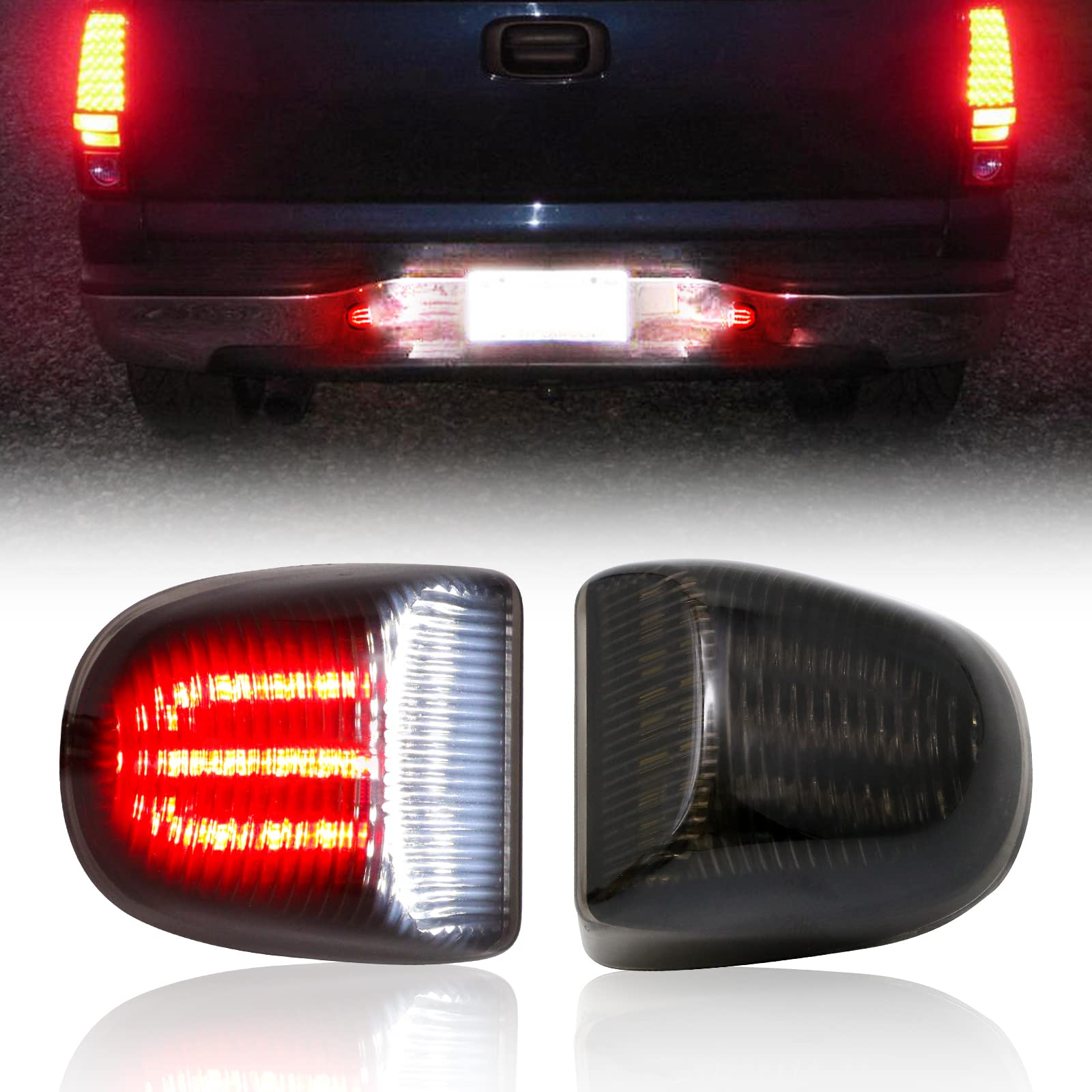 R&F Auto 6000K Led Red Tube License Plate Light Compatible With Silverado & Sierra 1500 2500 3500 Hd/Avalanche/Tahoe/Suburban/Tr