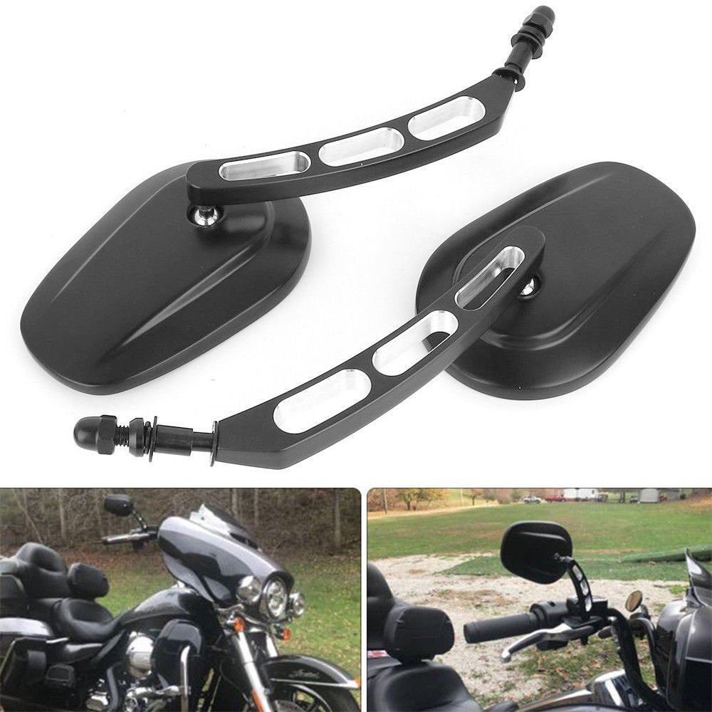 Rich Choices 8mm Black Motorcycle Rearview Side Mirror - Hollow Styling for Harley Bobber Cruiser Custom MT