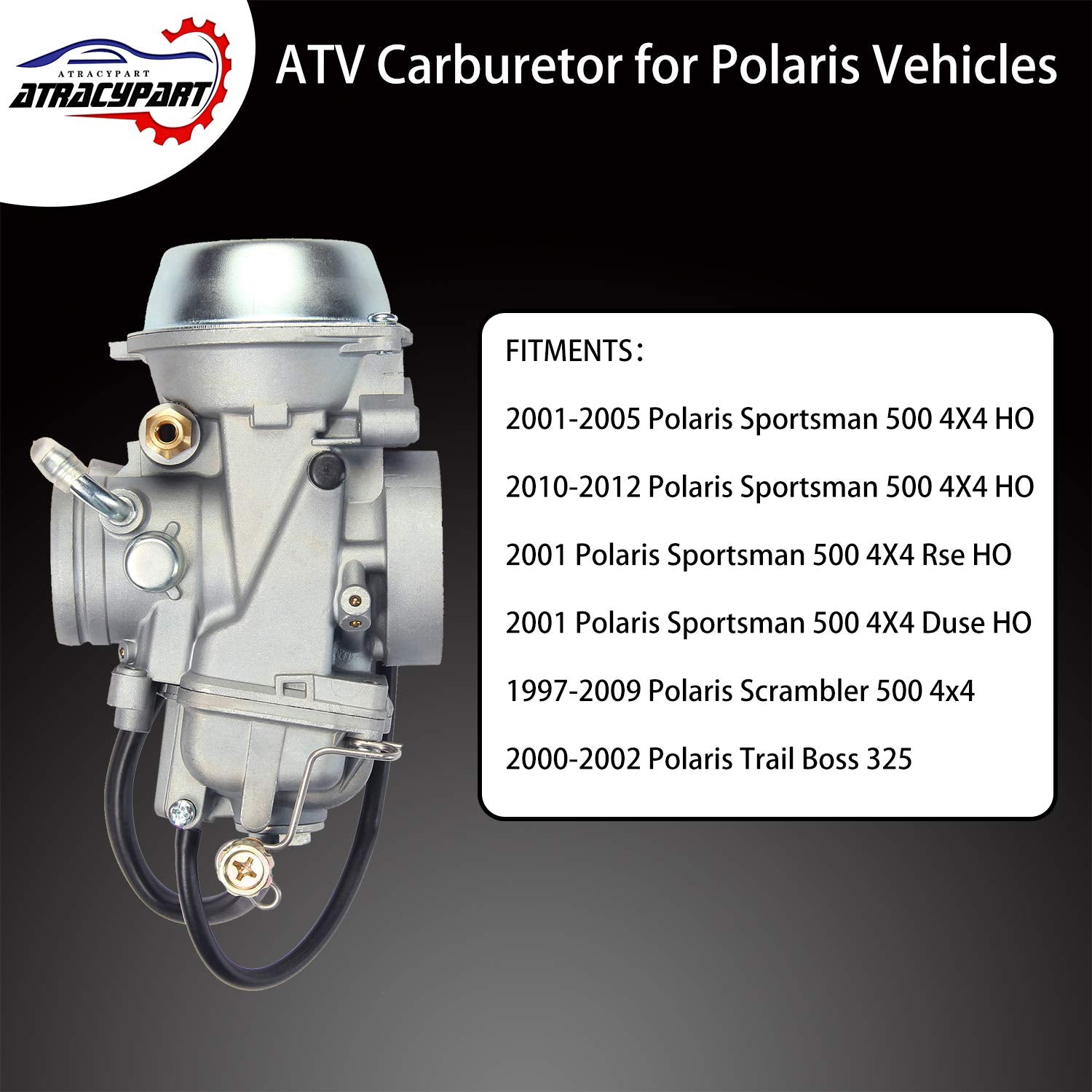 Atracypart Carburetor Carb For 2001-2005 & 2010-2012 Polaris Sportsman 500 4X4 Ho | 1997-2009 Polaris Scrambler 500 4X4 | 2000-2002 Polaris Trail Boss 325