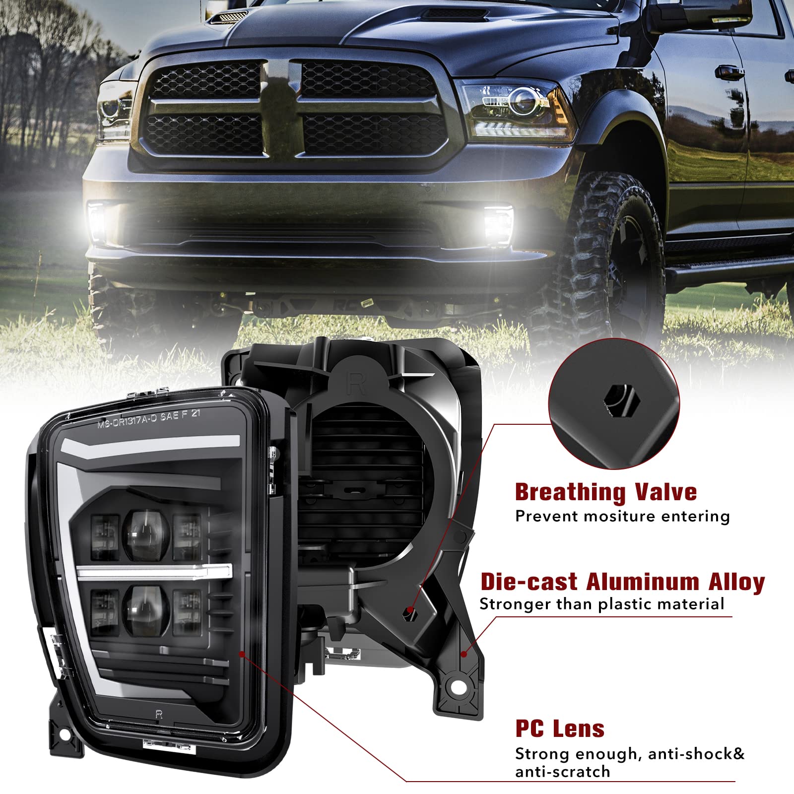 Bicyaco Upgraded Led Fog Light With Daytime Running Lights For Dodge Ram 1500 2013 2014 2015 2016 2017 2018 Pickup 2019 Dodge Ra