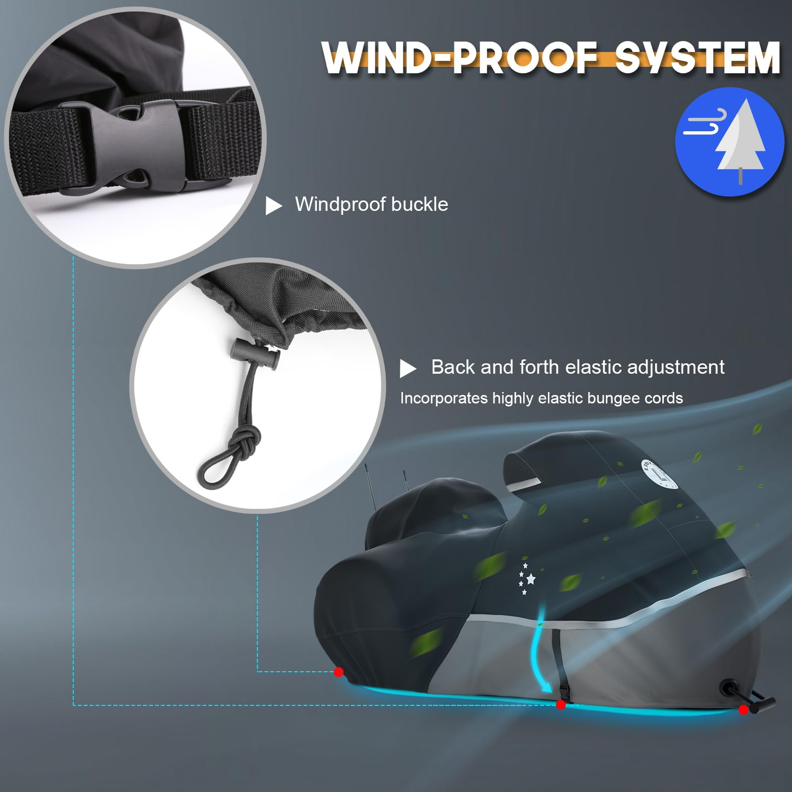 Li Libzaki Trike Cover, Heavy Duty 420D Waterproof For Harley Davidson Freewheeler, Tri Glide, Goldwing, Chieftain, Challenger -