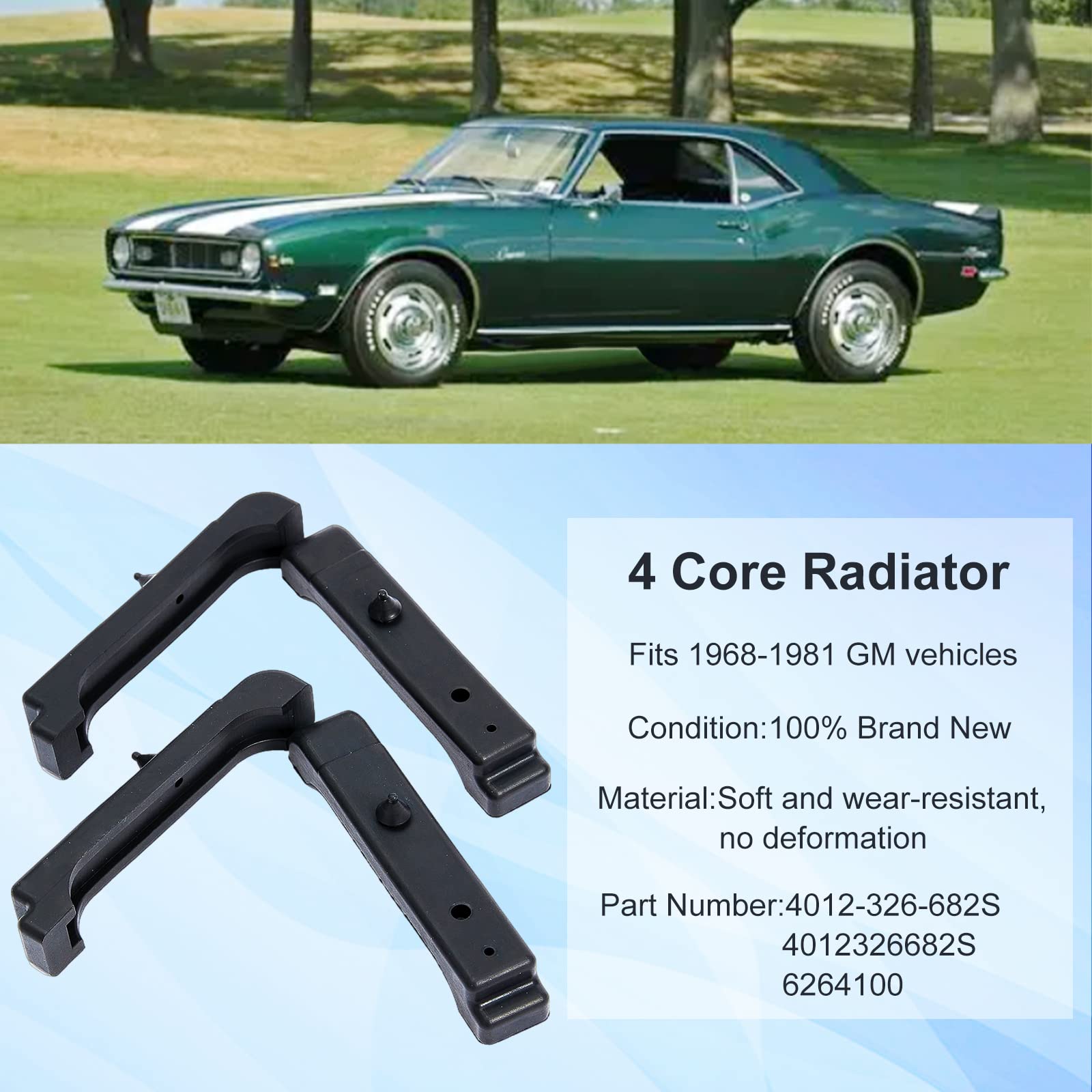 Elykul 4 Pcs Rubber Radiator Insulator Pads, 4 Core Radiator Support Pad For Gm Chevy, Gm Radiator Mounts Cushions Bracket, Repl