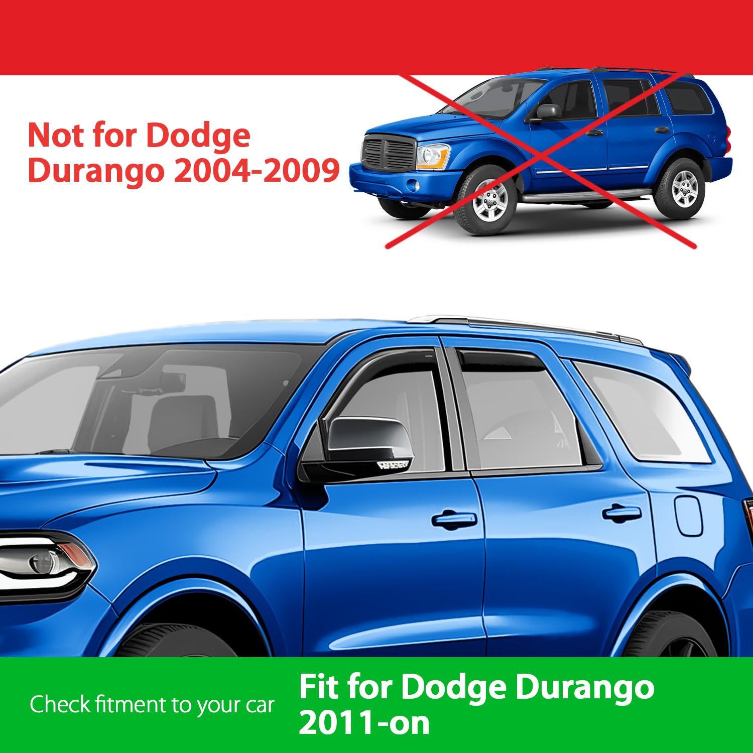 Goodyear Shatterproof In-Channel Window Deflectors For Dodge Durango 2011-2025, Rain Guards, Window Visors For Cars, Vent Deflec