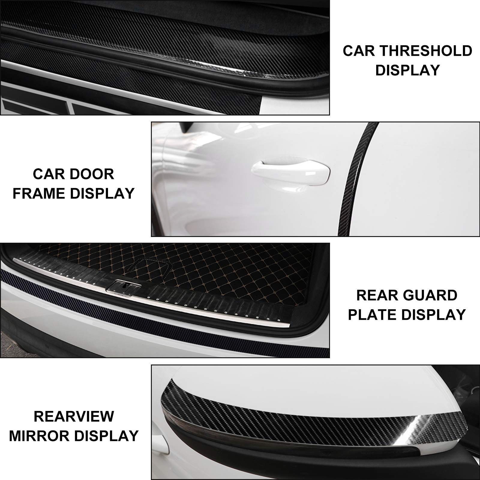 Myfamirea Car Door Edge Guards Carbon Fiber, 5D Gloss Black Vinyl Automotive Entry Sill Protector Wrap Film, Universal Self-Adhe