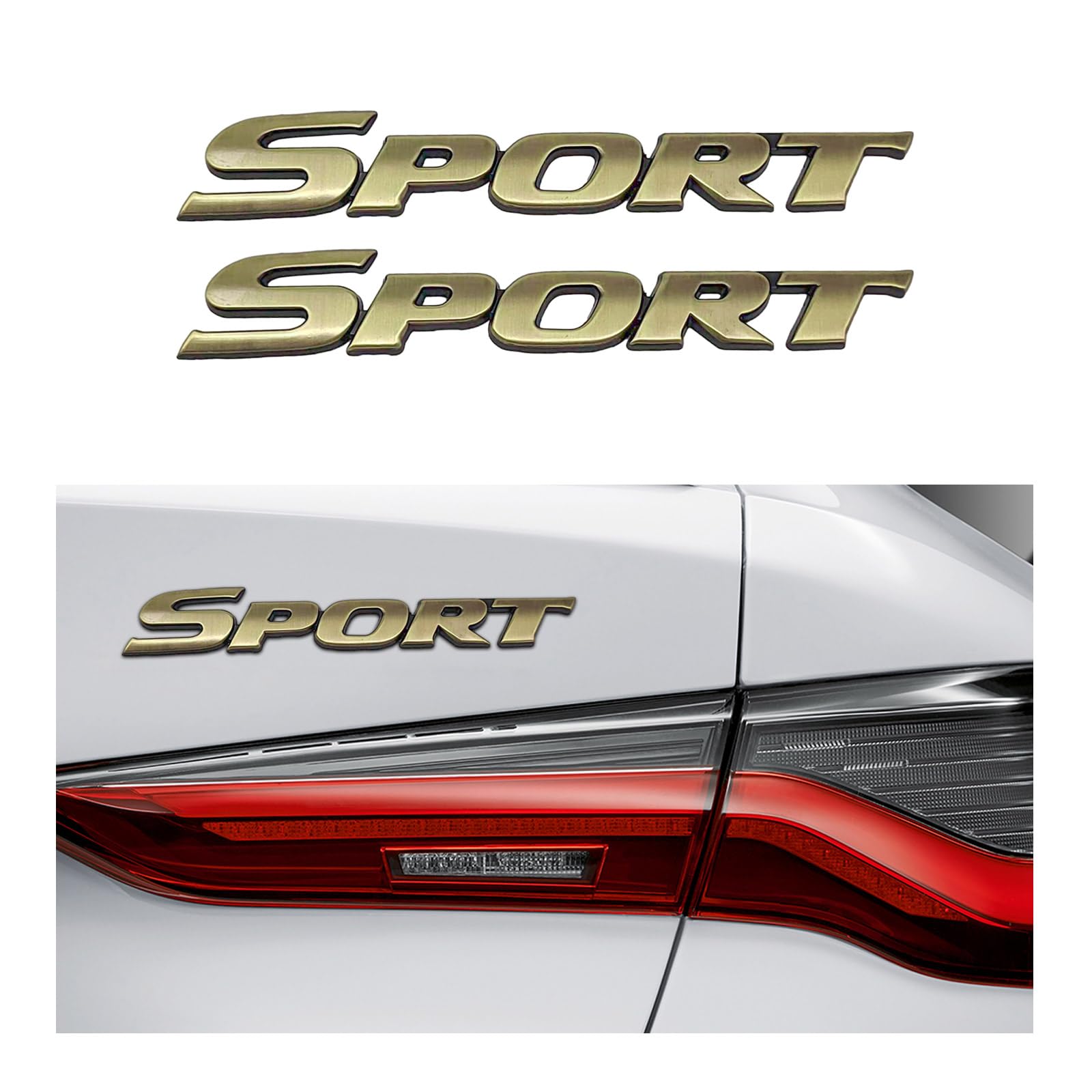 Dickno 2PCS Sport Edition Emblem Car Decal, 3D Metal Auto Fender Bumper Badge Sticker, Personalise Letter Front Hood Badge with 