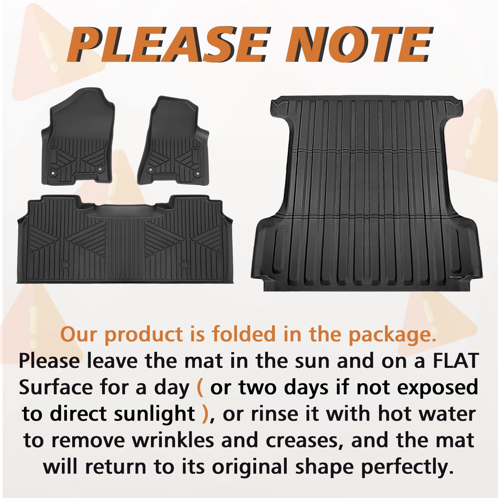 Triplealiners Truck Bed Mat & Floor Mats Front Rear Full Set Compatible With 2019-2025 Ram 1500 Accessories All Weather Tpe Line