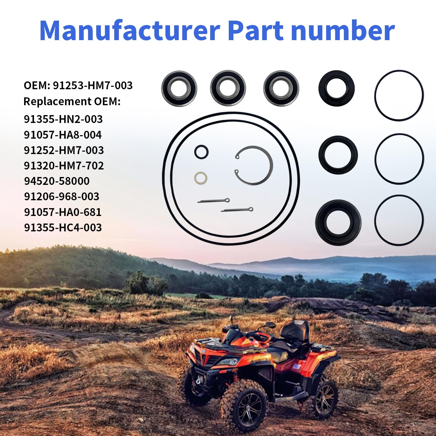 Biglknm Rear Axle Wheel & Brake Drum Bearing Seals & O-Ring Kit Compatible For Honda Foreman 400 450 500 Rubicon 500 Rancher 350 400 1997-2013