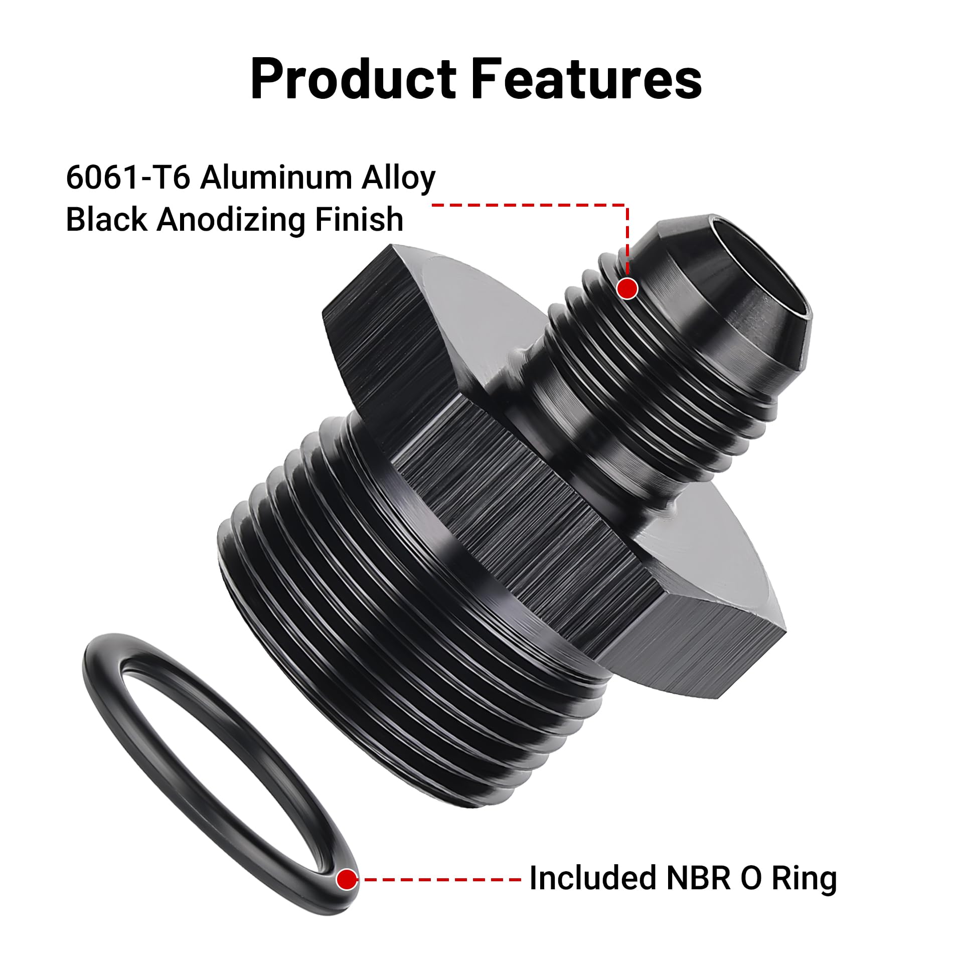 Evil Energy 6An Male Flare To M24 X 1.5Mm Male Metric Fitting Adapter Aluminium Alloy 2Pcs