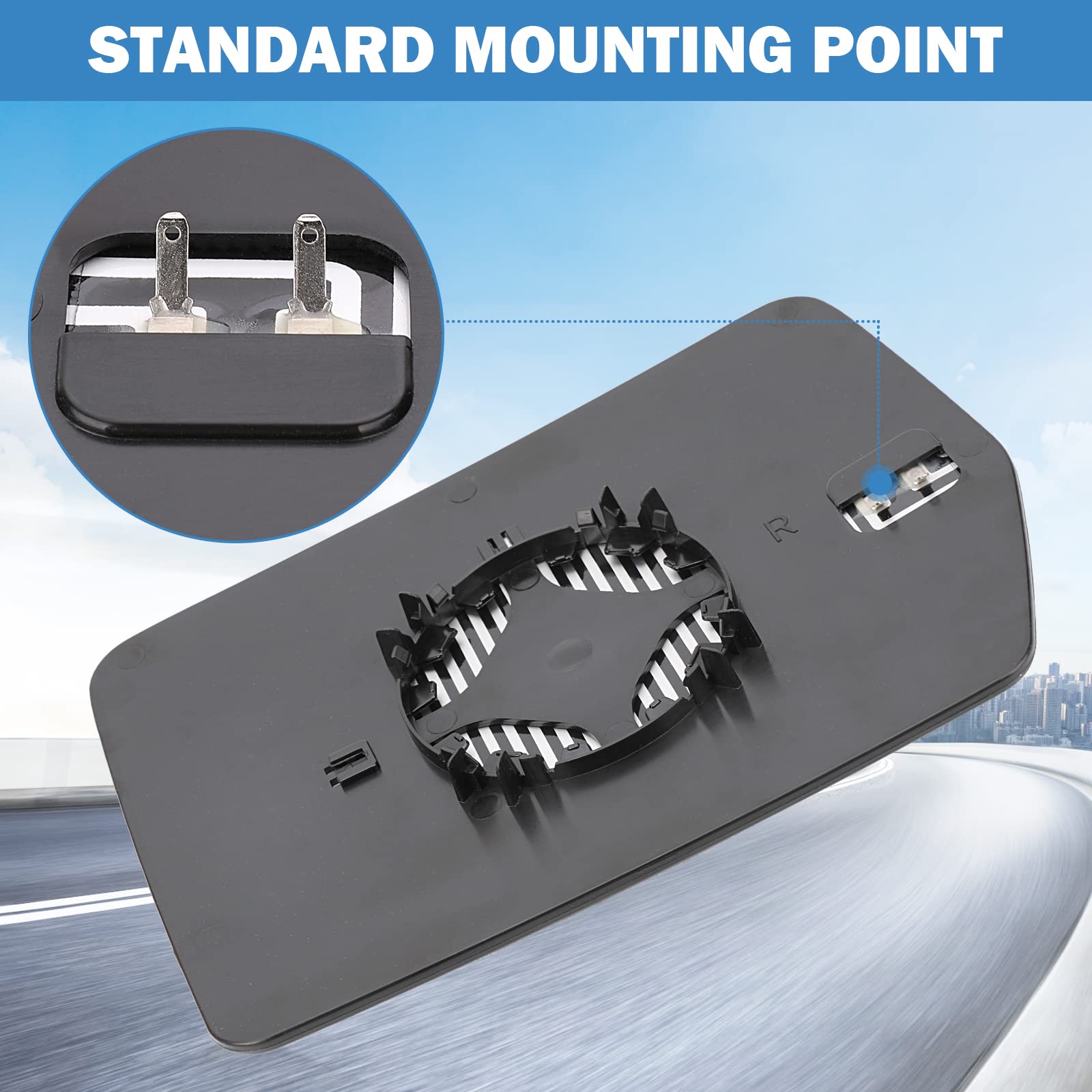 Passenger Right Side Heated Mirror Glass Compatible with 2004-2014 Ford F150 - Side Rearview Convex Mirror w/backing Holder - Re