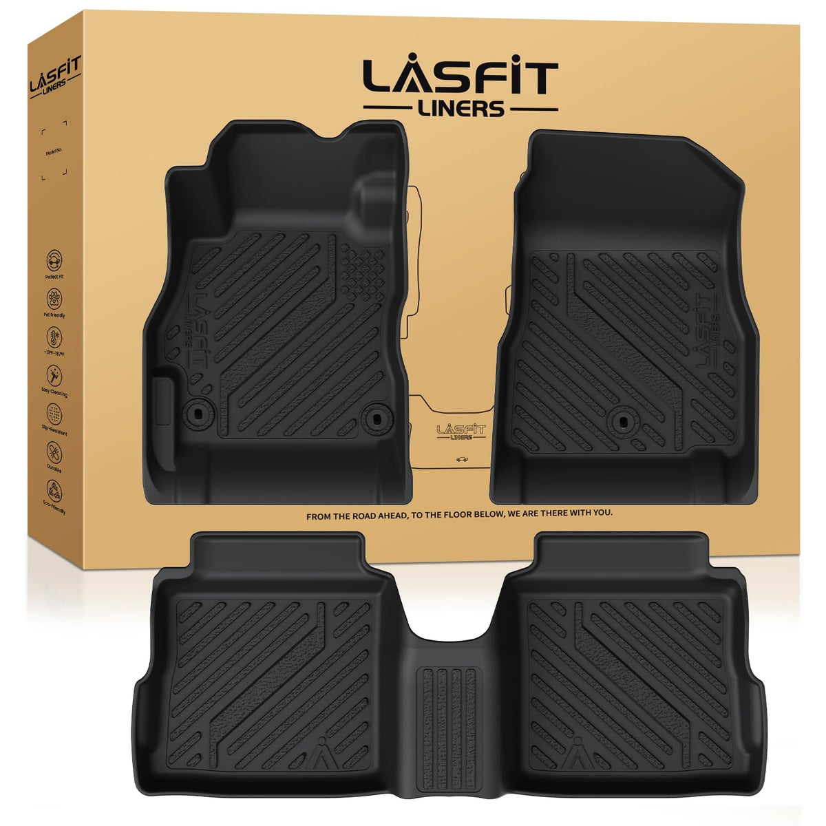 LASFIT Floor Mats for Nissan Versa 2020-2025, Custom Fit All Weather Protection TPE Easy Clean No-Curling Durable Floor Liners f