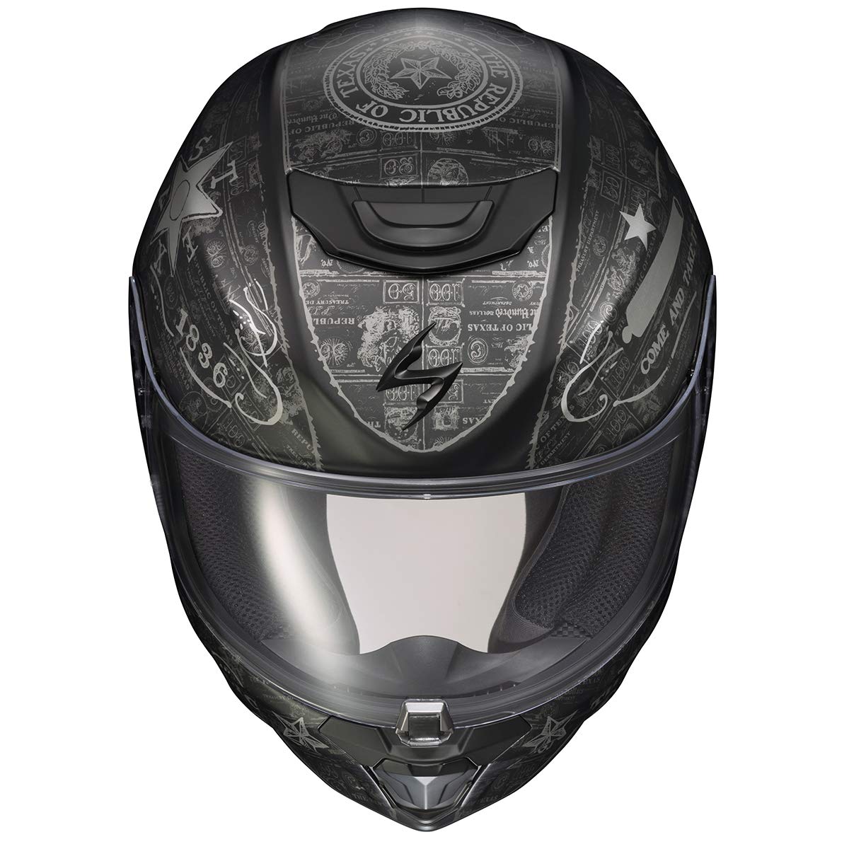 Scorpionexo R420 Full Face Motorcycle Helmet With Bluetooth Ready Speaker Pockets Dot Snell Lone Star (Black/Silver-3X)