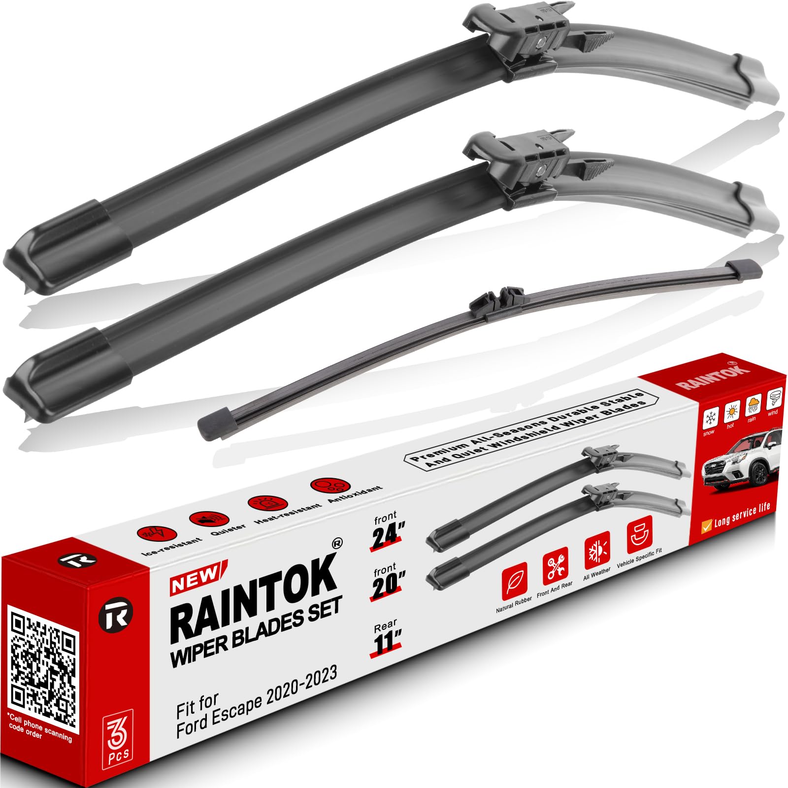 Raintok Windshield Wiper Blades Replacement For Ford Escape 2020 2021 2022 2023 Original Factory Quality Front Rear Wipers Blade