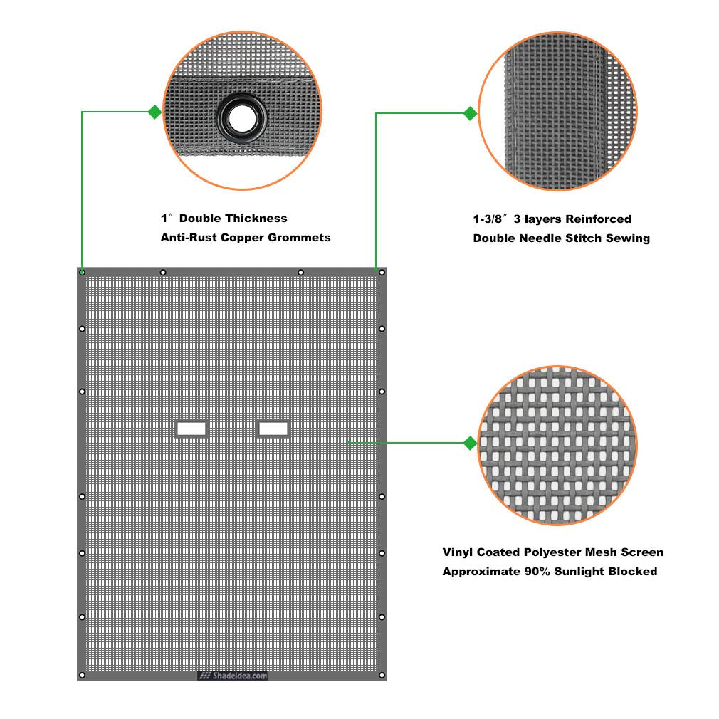 Shadeidea Sun Shade Top For Jeep Wrangler Top Sunshade Jl (2018-2023) Unlimited 4 Door Front And Rear-Gray Mesh Screen Sunshade