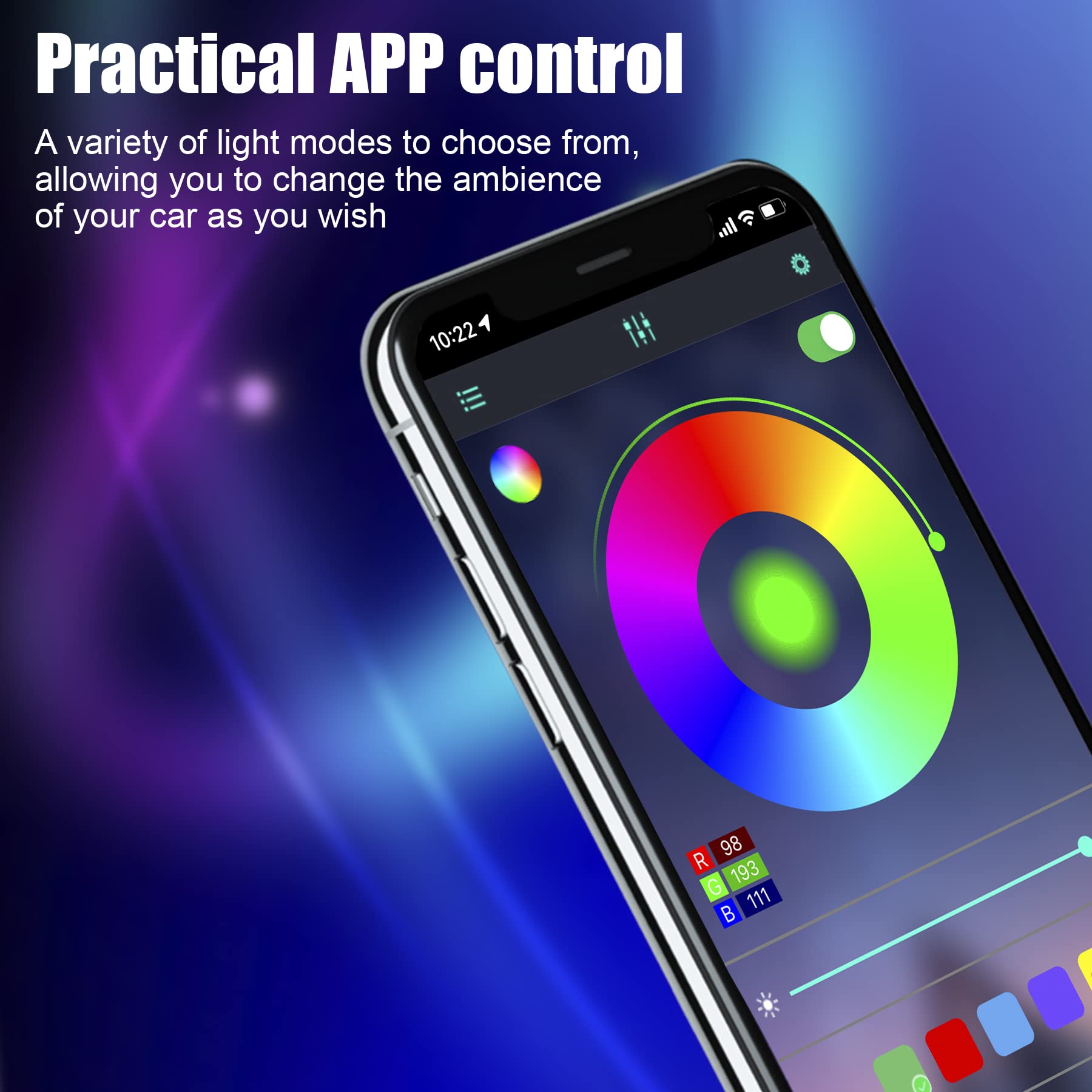 Livtee Smart Rgb Led Interior Lights, 2 Lines Design With Usb Port, App Control, Music Mode And Diy Mode, Car Accessories Gifts