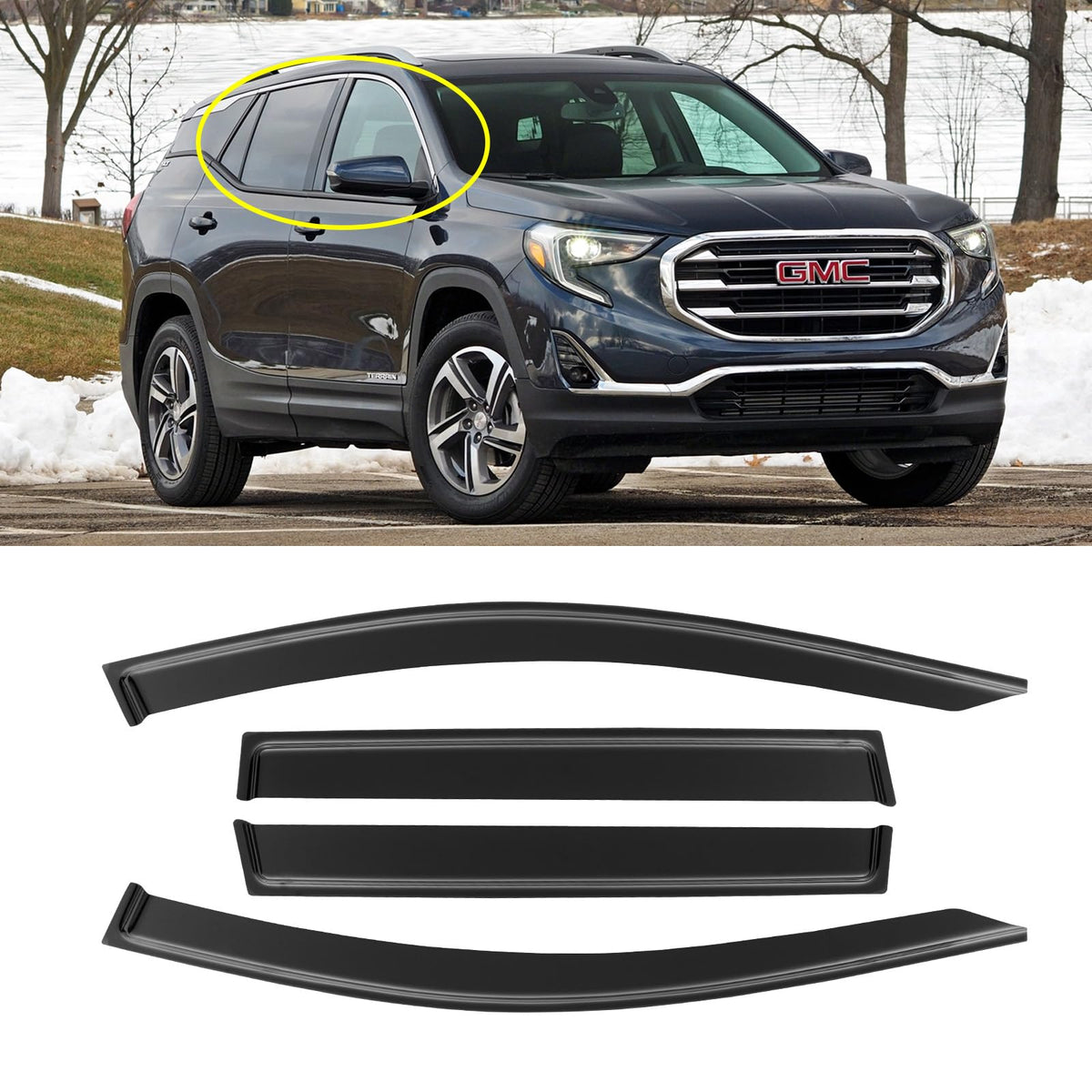 AWVRG Window Rain Guards for 2018-2023 GMC Terrain, Window Visors Wind Deflectors Shade Vent Visors Sun Rain Shield 2019 2020 20