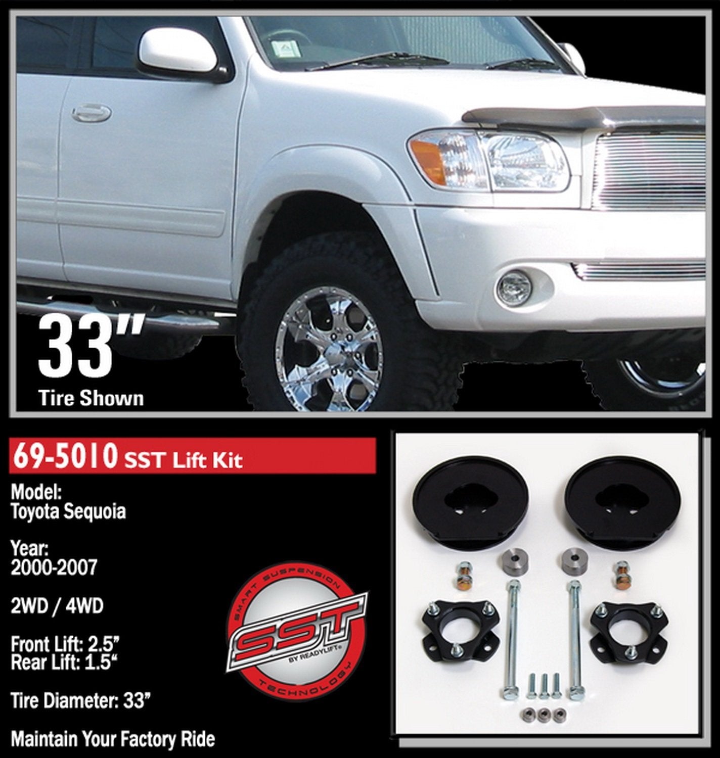 Readylift 69-5010 2.5''F/1.5''R Sst Lift Kit For Toyota Sequoia 2Wd/4Wd