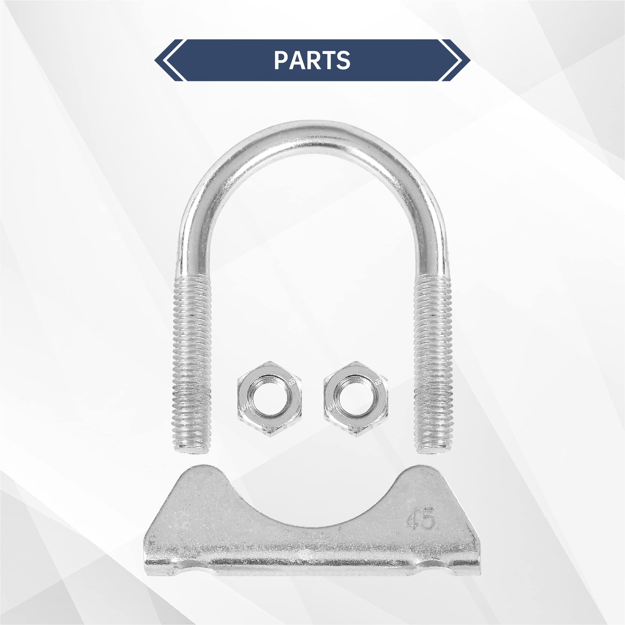 Batoneco 1.75'' U Bolt Clamp, Muffler Exhaust Clamps,1-3/4 Inch Saddle Style Heavy Duty Mild Steel(4-Pack)