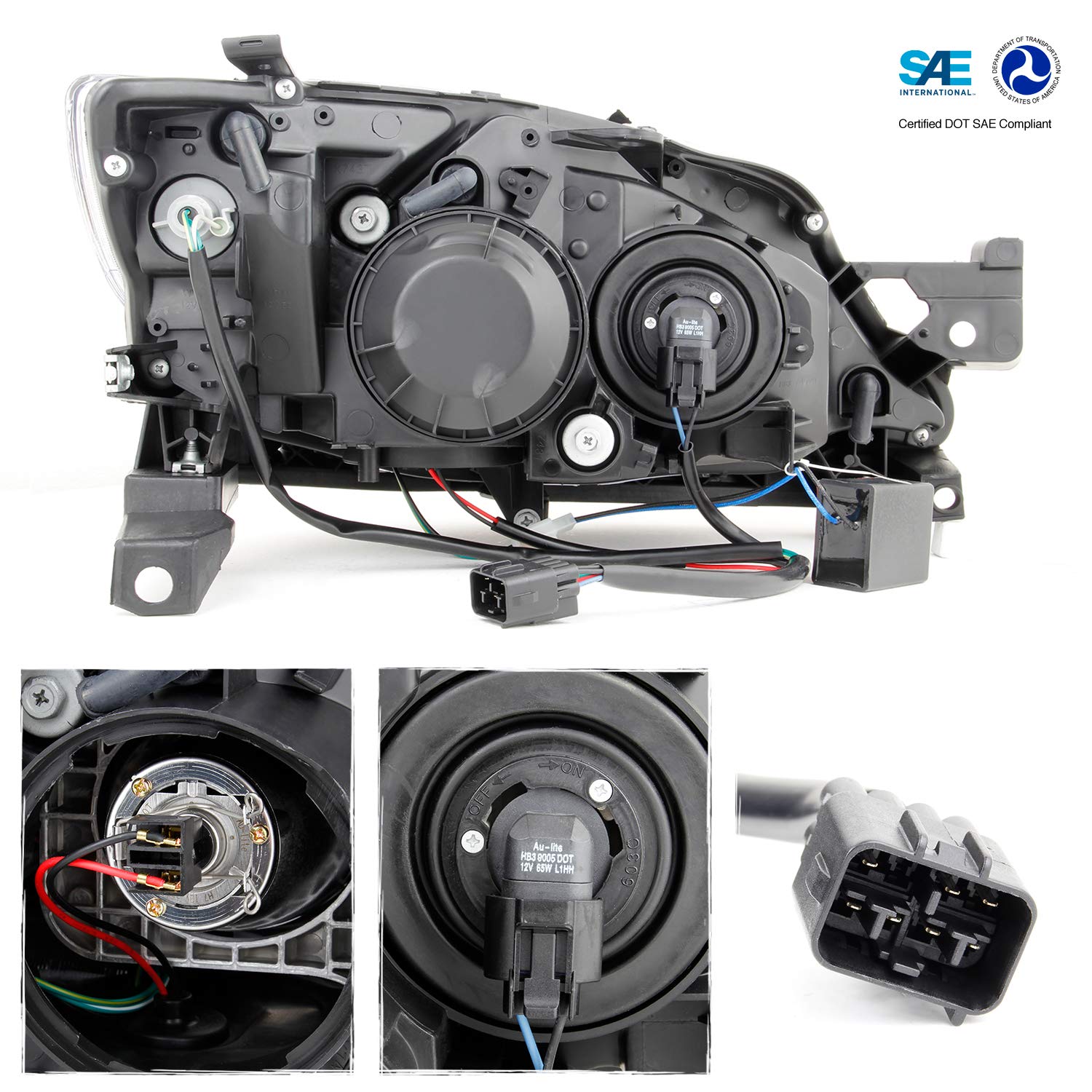 Akkon - [C-Style] [Black] For 2008-2014 Subaru Impreza Wrx Led Drl Switchback Turn Signal Projector Headlights