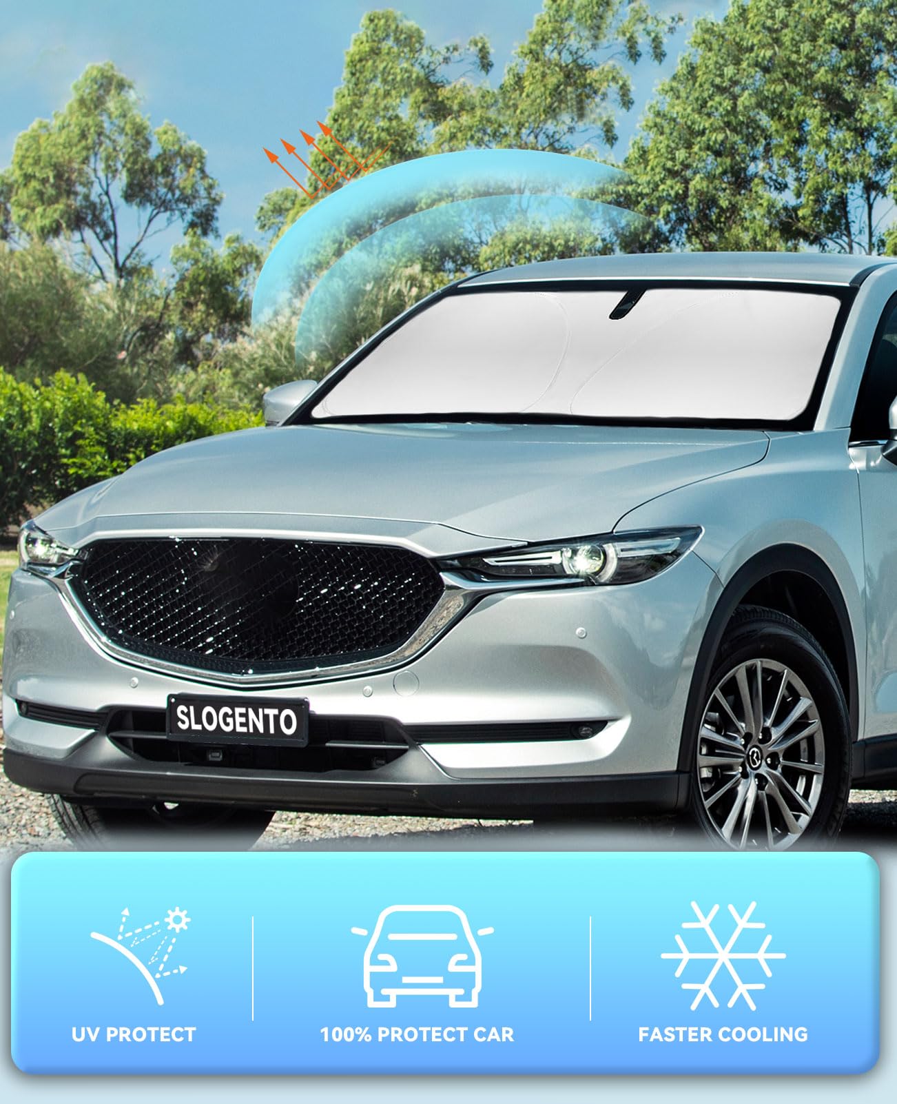 Sun Shade Sunshade Windshield Cover For Mazda Cx5 Cx-5 2017-2024 2025 Fit Cx5 Sport, Touring, Grand Touring, 4 Door Crossover Su