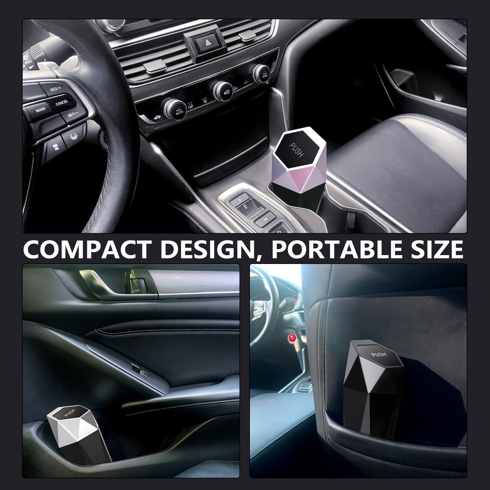 Car Trash Can Cup Holder, Ginsco Mini Car Trash Can With Lid, Car Accessories For Interior, Leakproof Small Trash Cup For Car, H