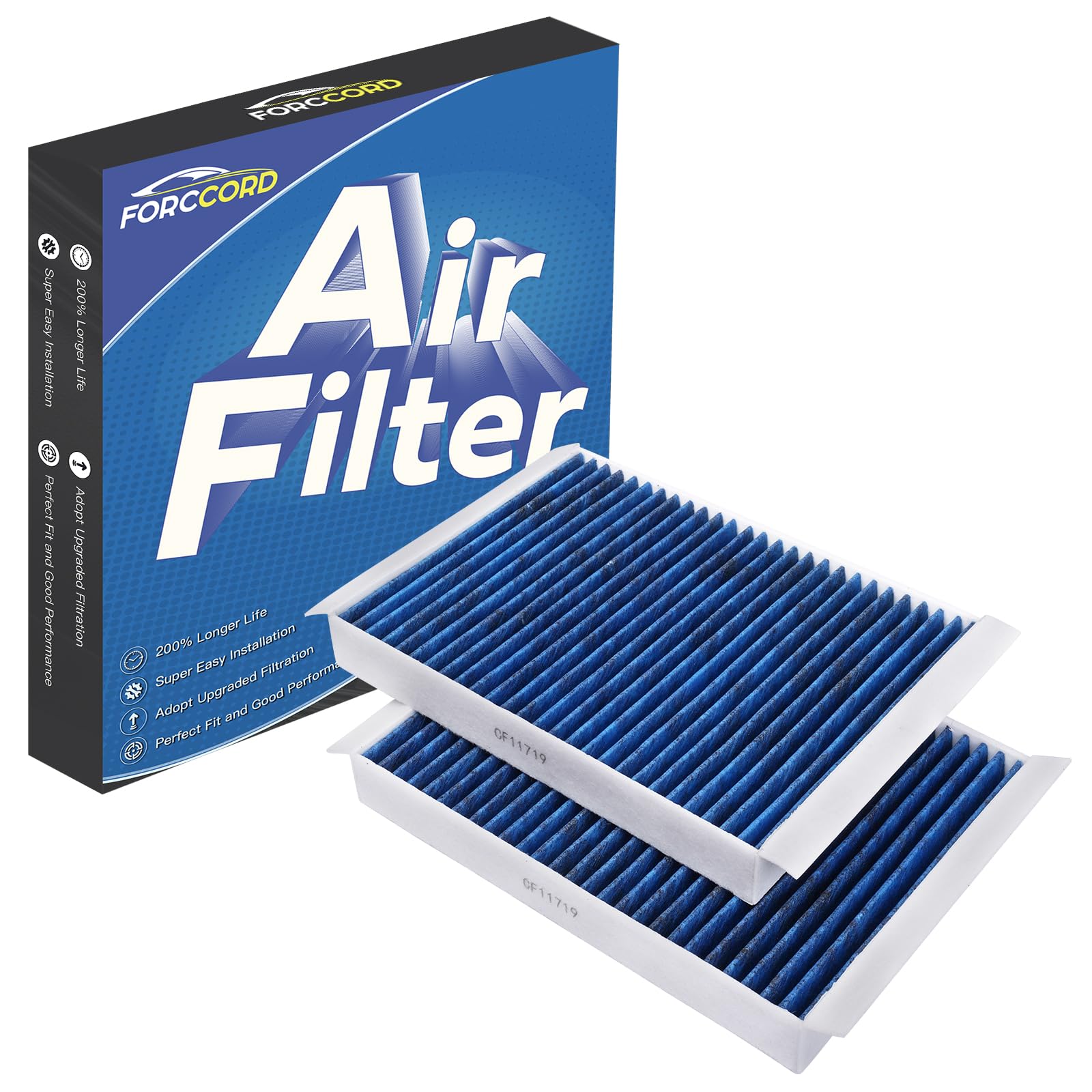 Forccord 2-Pack Hepa Cabin Air Filter Fits For Mustang 2014 2013 2012 2011 2010 2009 2008 2007 2006 2005 Activated Carbon Cabin
