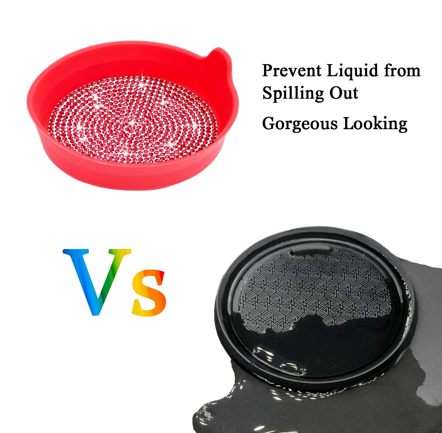 Amooca Car Cup Coaster Universal Non-Slip Cup Holders Bling Crystal Rhinestone Car Interior Accessories 2 Pack Red Whole Rhinest