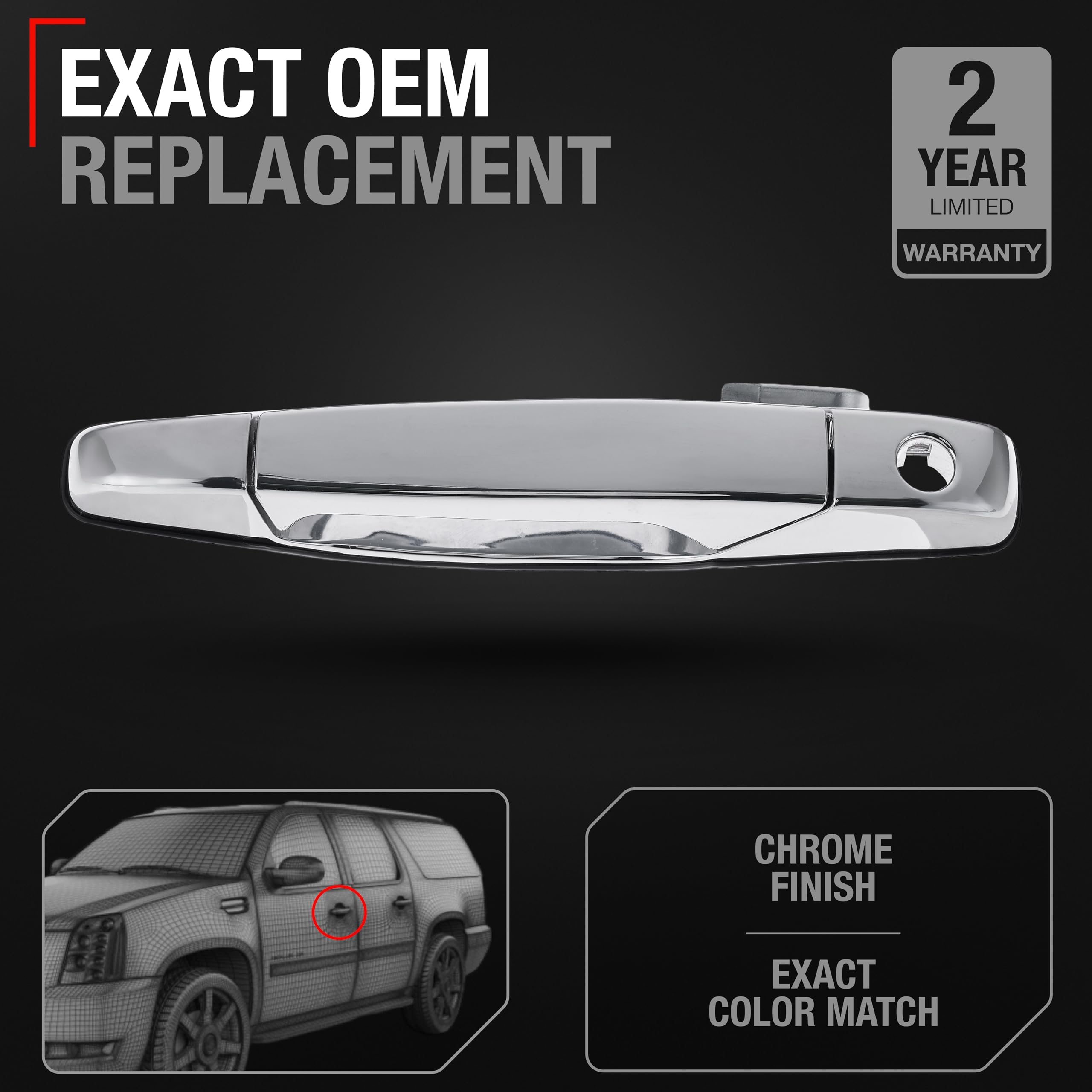 Exterior Front Driver Door Handle - Compatible With 2007-2013 Chevrolet Avalanche, 07-14 Silverado 1500, 2500, 3500, Suburban, T