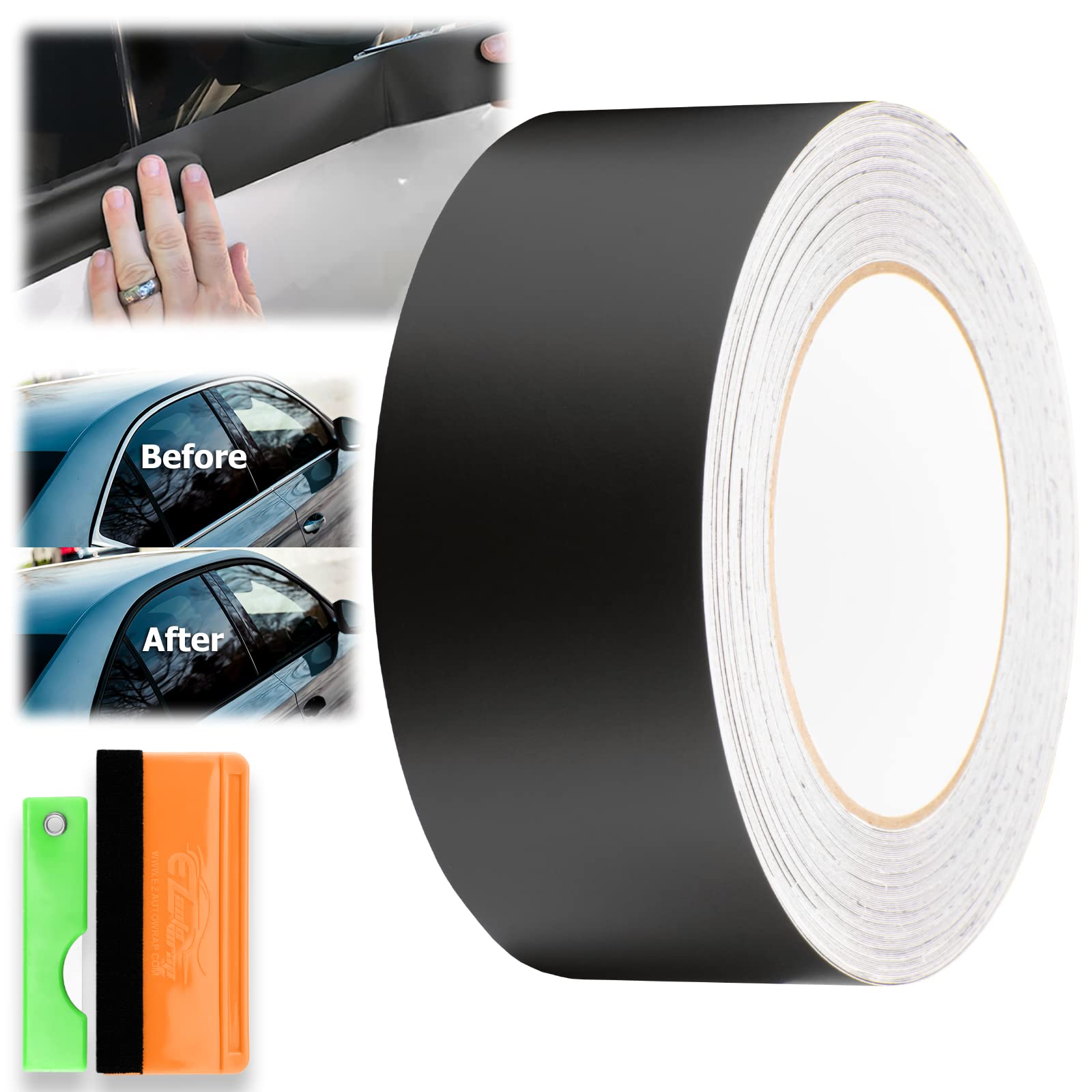 Free Tool Kit Matte Black Vinyl Wrap Kit For Black Out Chrome Delete Window Trim Door Trim 2' X50Ft