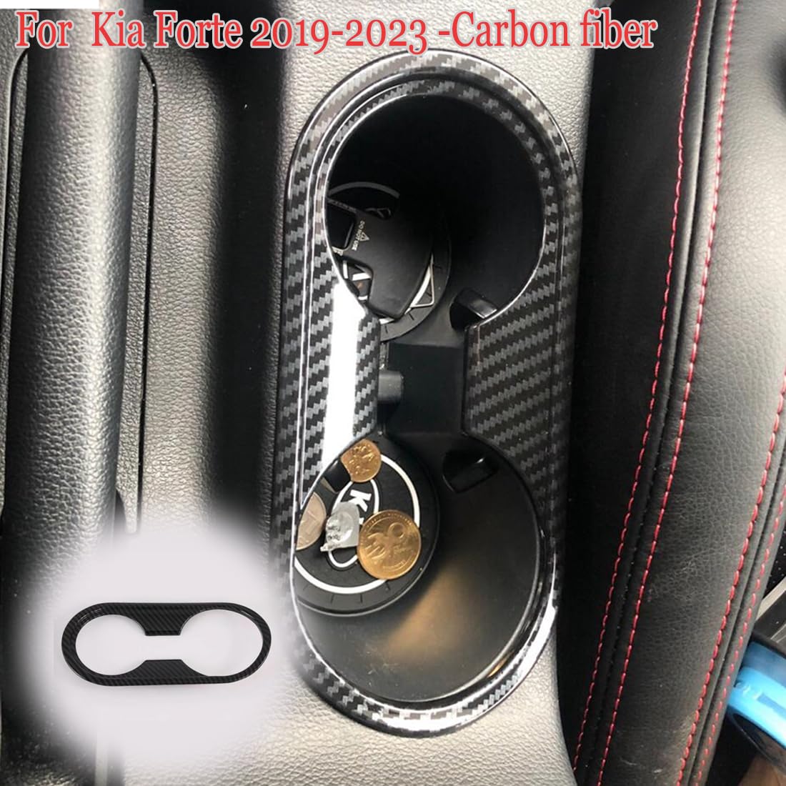 MUXEE for Kia Forte 2019-2024 ABS Carbon Fiber Center Consoles Cup Holder Panel Cover Trim - Sport Upgrade Trims Interior Access