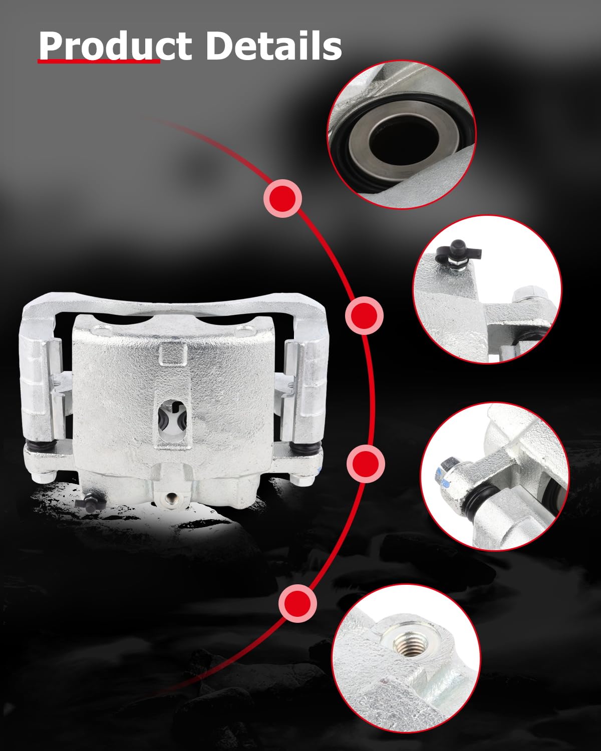 cciyu 18-B4728 Front Right Brake Caliper With Bracket For Cadillac 2002-2006,For Chevrolet 1999-2013,For GMC 1999-2013,For Humme